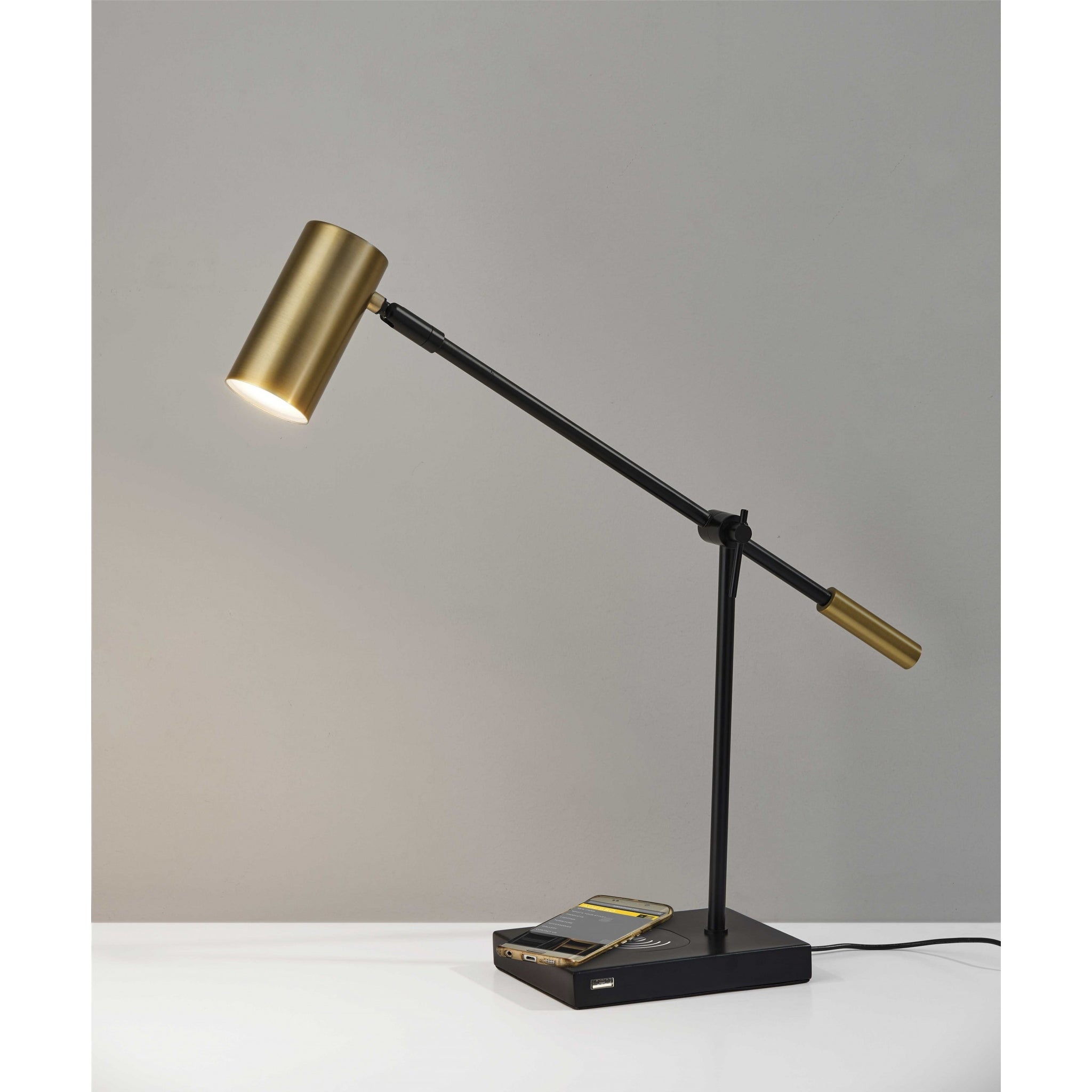 Tech Savvy Black Metal LED Charging Desk Lamp - 5 x 22.5 x 22.25 - Mycitystee