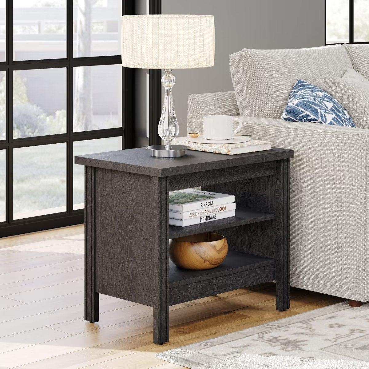 Classic End Table Nightstand， Side Table with Storage Shelf (Set of 2) - Mycitystee