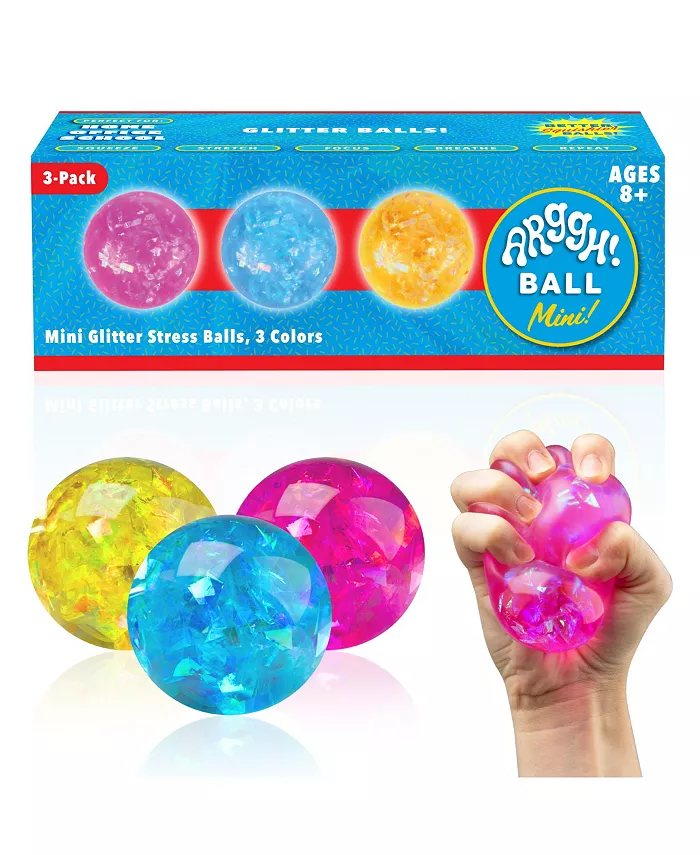 Power Your Fun Arggh Mini Glitter Stress Balls for Adults and Kids - 3pk - Mycitystee