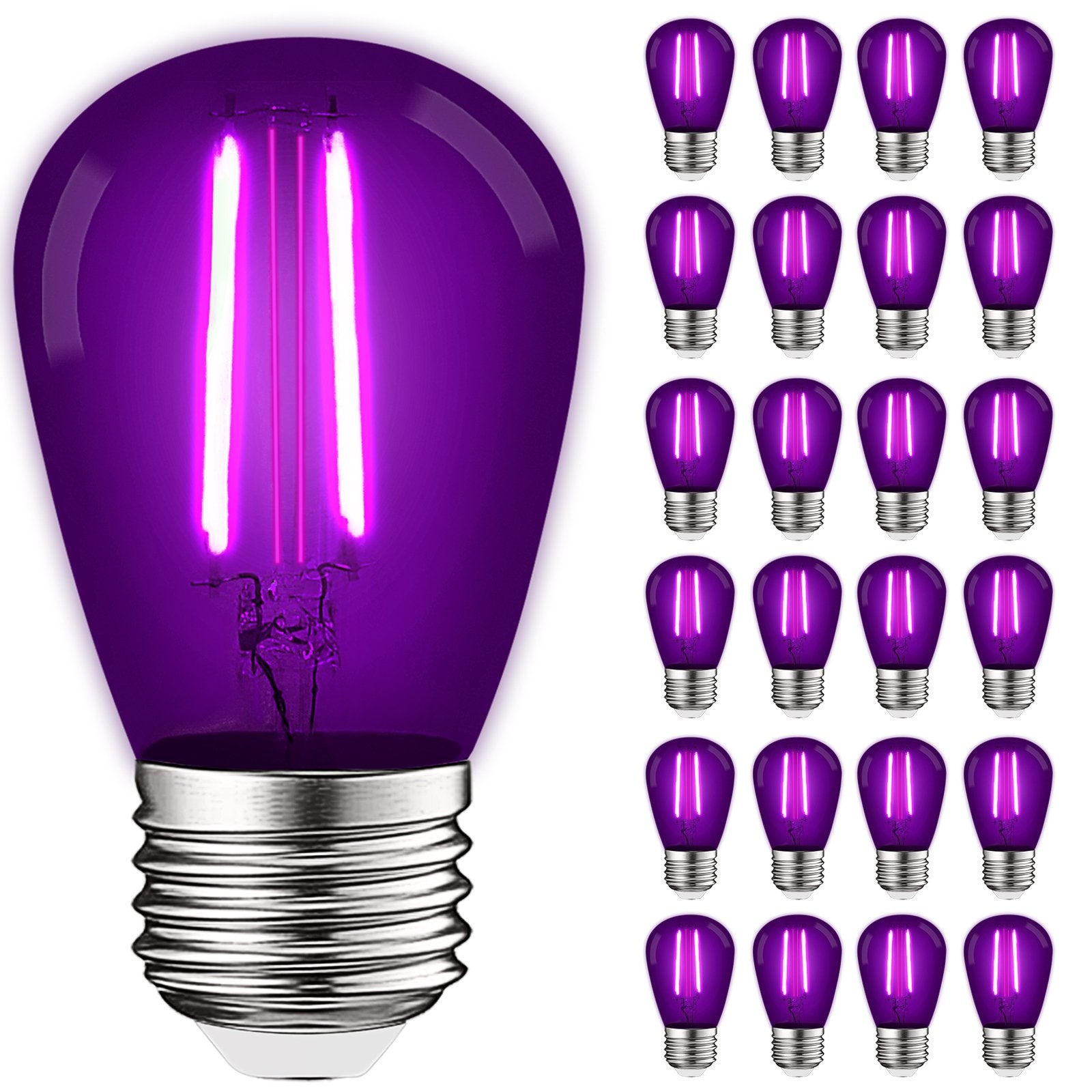 Luxrite 24-Pack S14 Edison LED Light Bulb， 0.5W， Colored LED Bulbs for Outdoor String Lights， UL Listed， E26， Decoration - Mycitystee