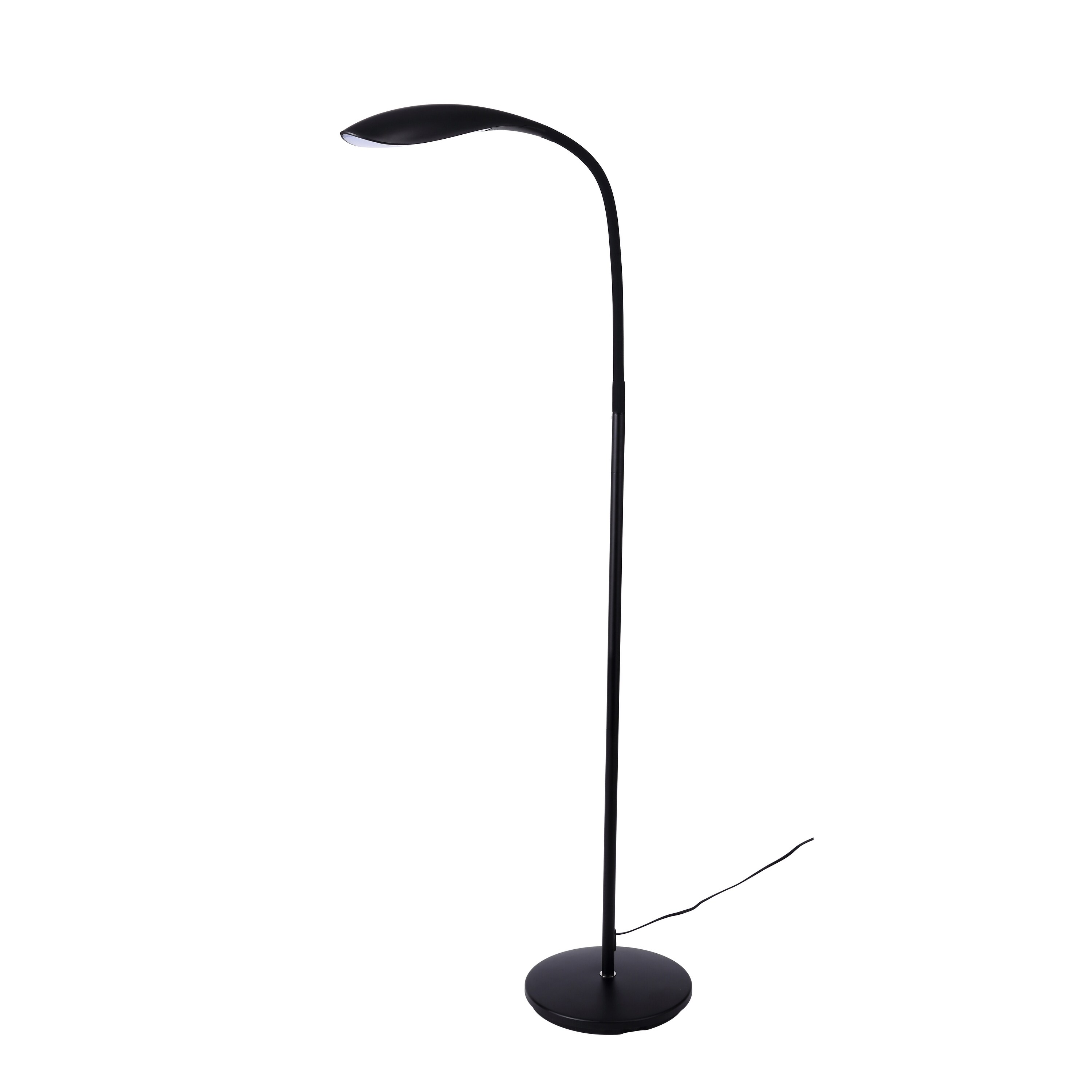 Adjustable Silicone Neck LED Floor Lamp， 12W， 800 Lumens， Black - Mycitystee