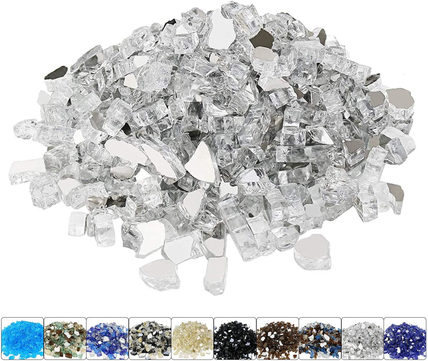10 LBS 1/2'' Ultra White Fire Glass Reflective Tempered Fire Rocks for Fire Pits, Fireplace and Fire Bowl - Mycitystee