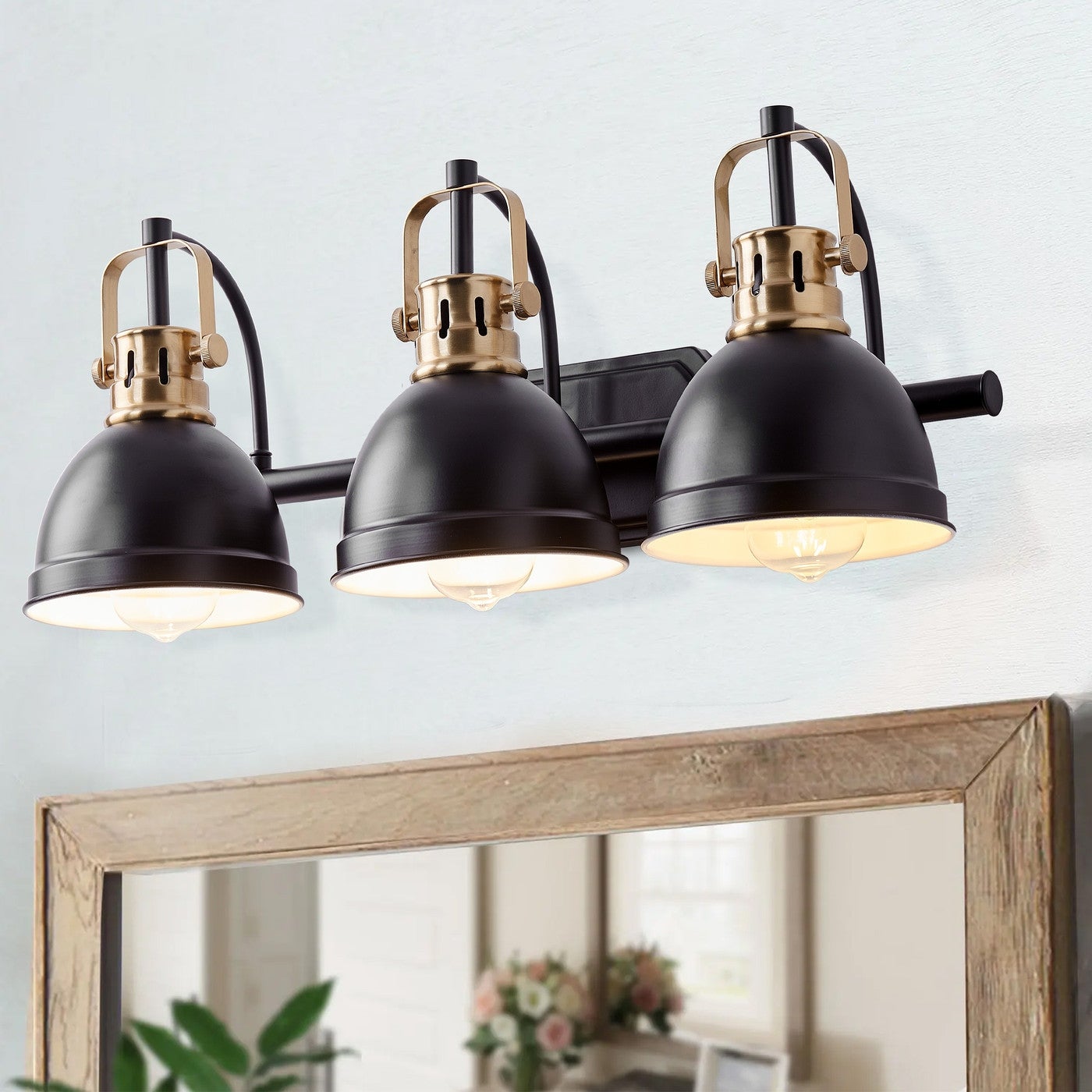 Industrial Black and Bronze 3-Light Bowl Shape Bathroom Vanity Lamp - Mycitystee