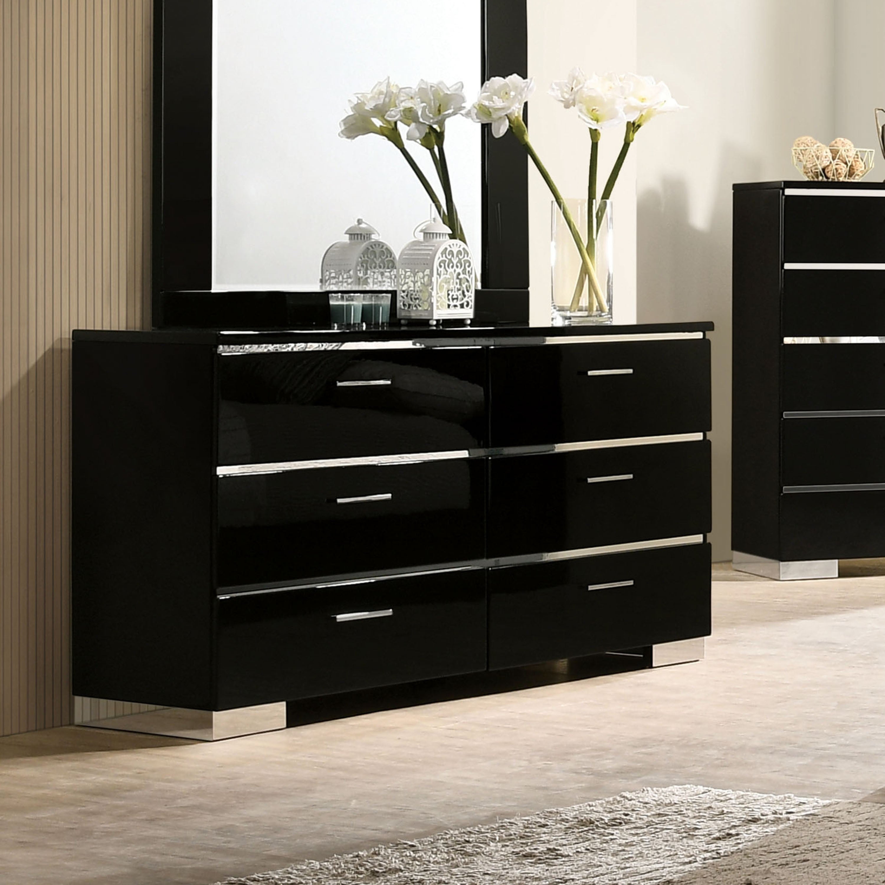 Furniture of America Lofa Contemporary Black Dresser with 6-drawer - - 30978001 - Mycitystee