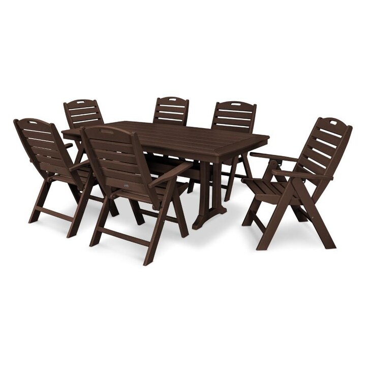 POLYWOOD 7-Piece Nautical Dining Set in Mahogany - Mycitystee