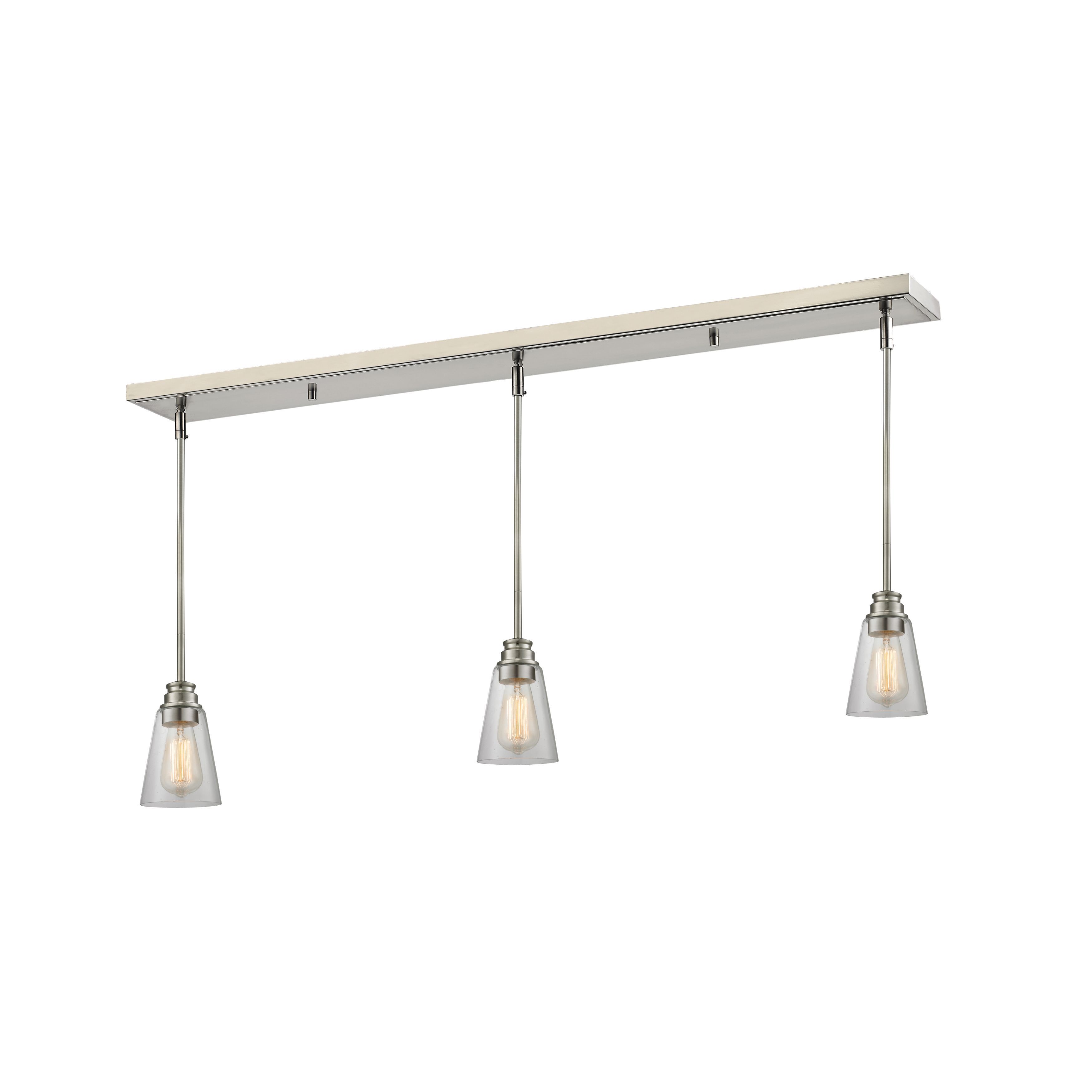 Avery Home Lighting Brushed Nickel with Clear Shade - Steel 3-light Island/Billiard Light - Brushed Nickel - Mycitystee