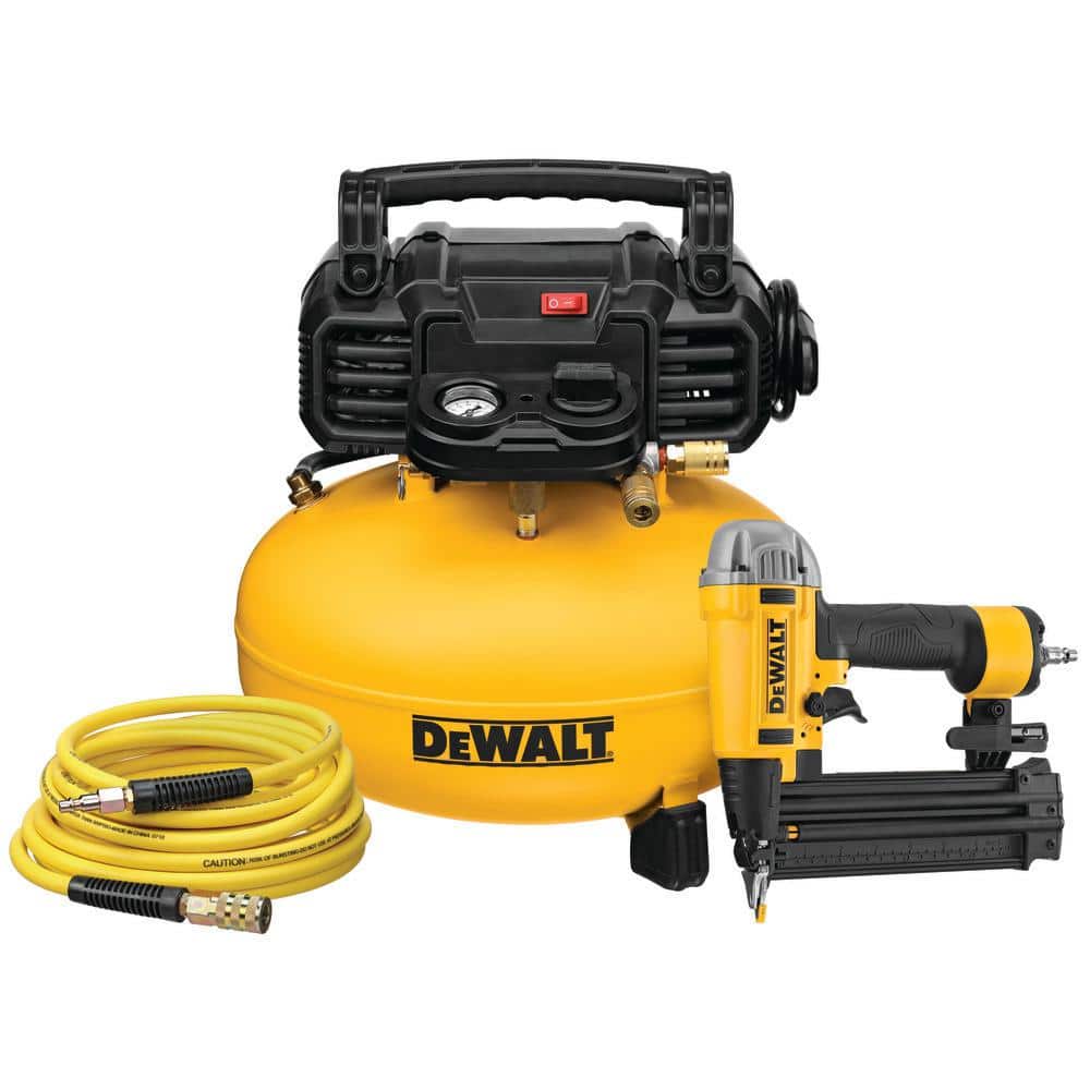 DEWALT 6 Gal. 18-Gauge Brad Nailer and Heavy-Duty Pancake Electric Air Compressor Combo Kit DWFP1KIT - Mycitystee