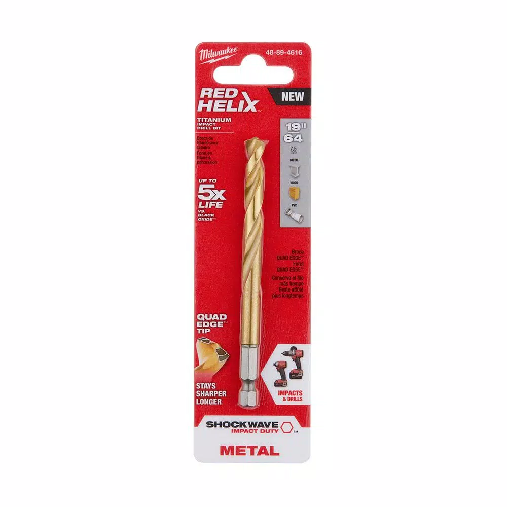 Milwaukee SHOCKWAVE 19/64 in. Titanium Twist Drill Bit and#8211; XDC Depot - Mycitystee