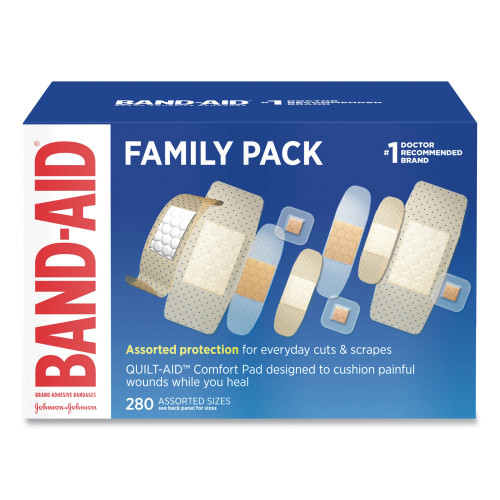 BAND-AID Sheer/Wet Adhesive Bandages， Assorted Sizes， 280/Box (4711) - Mycitystee