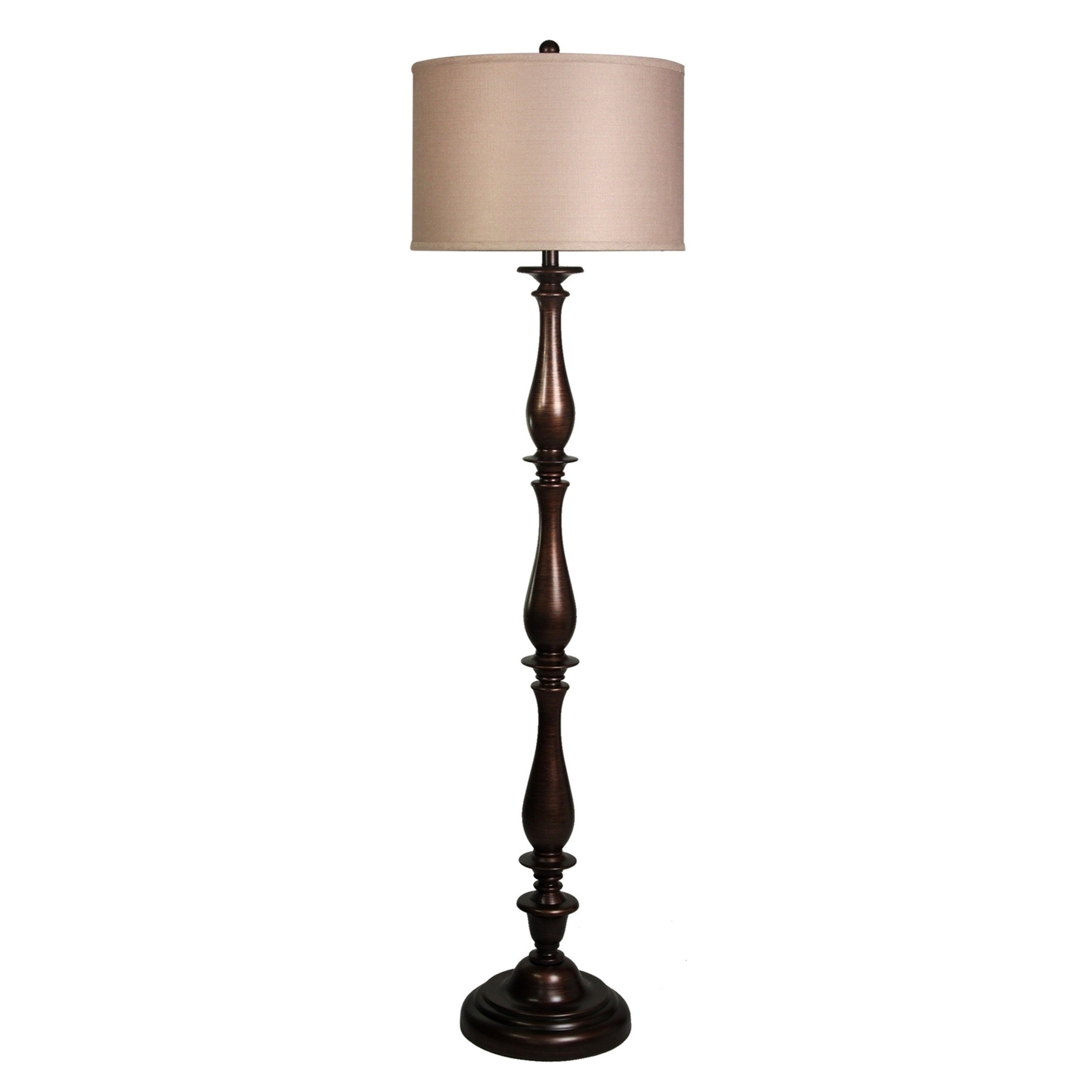 StyleCraft Charlton Bronze Floor Lamp - Taupe Hardback Silk Shade - Mycitystee