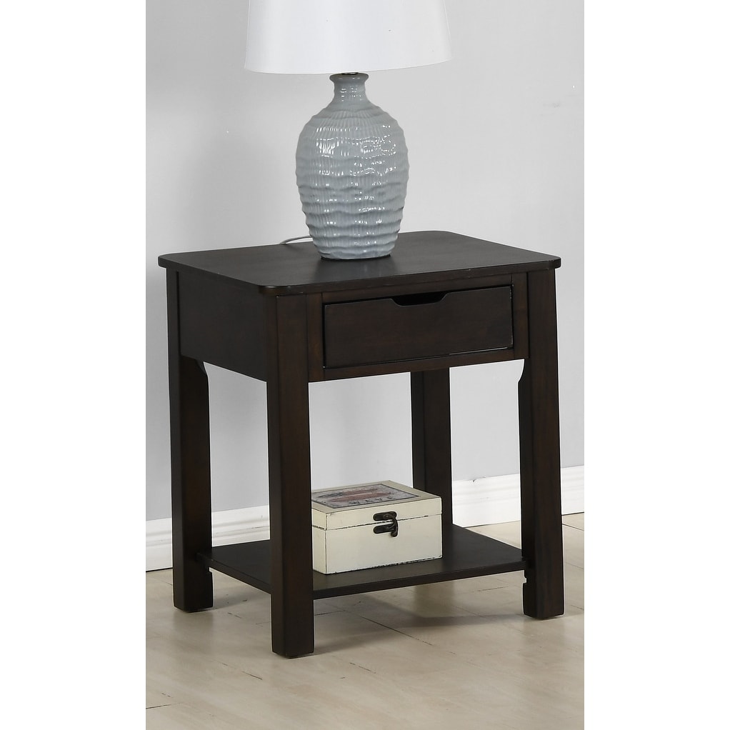 Square MDF End Table with Drawer in Dark Brown - Mycitystee