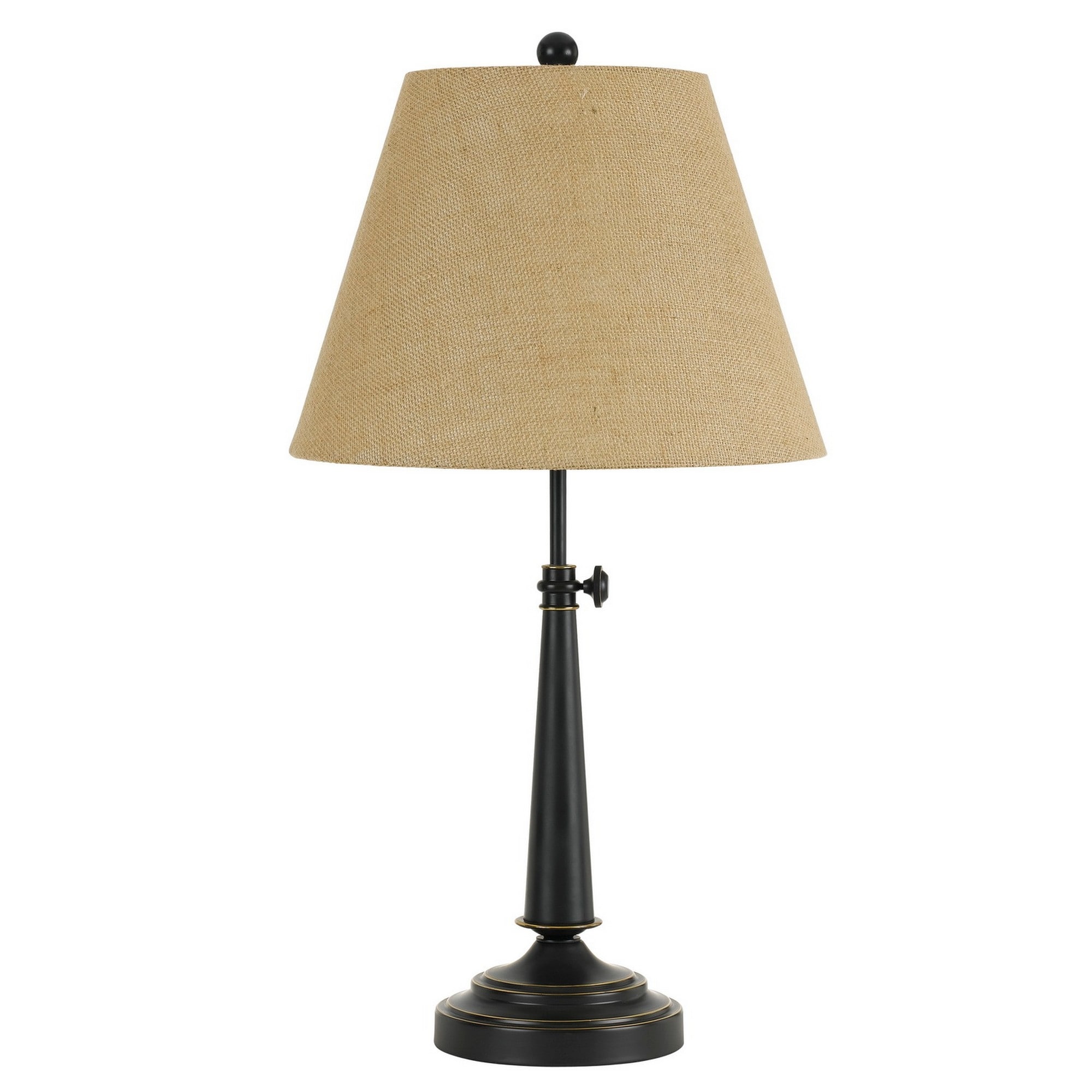 25 Inch Tapered Fabric Adjustable Table Lamp， Pedestal Base， Beige， Black - Mycitystee