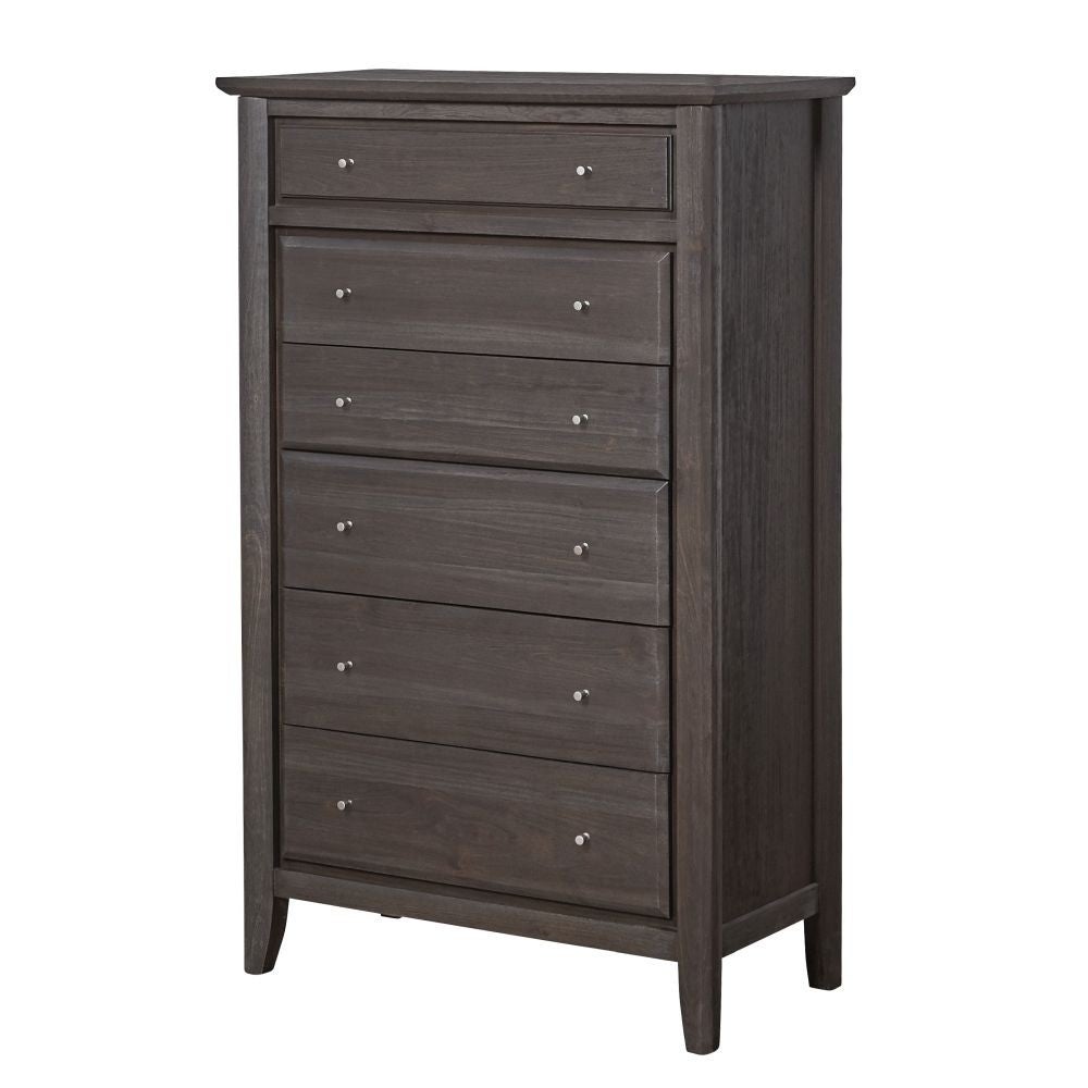 Six Drawer Chest with Floating Top and Metal Drawer Pull， Gray - - 30636535 - Mycitystee