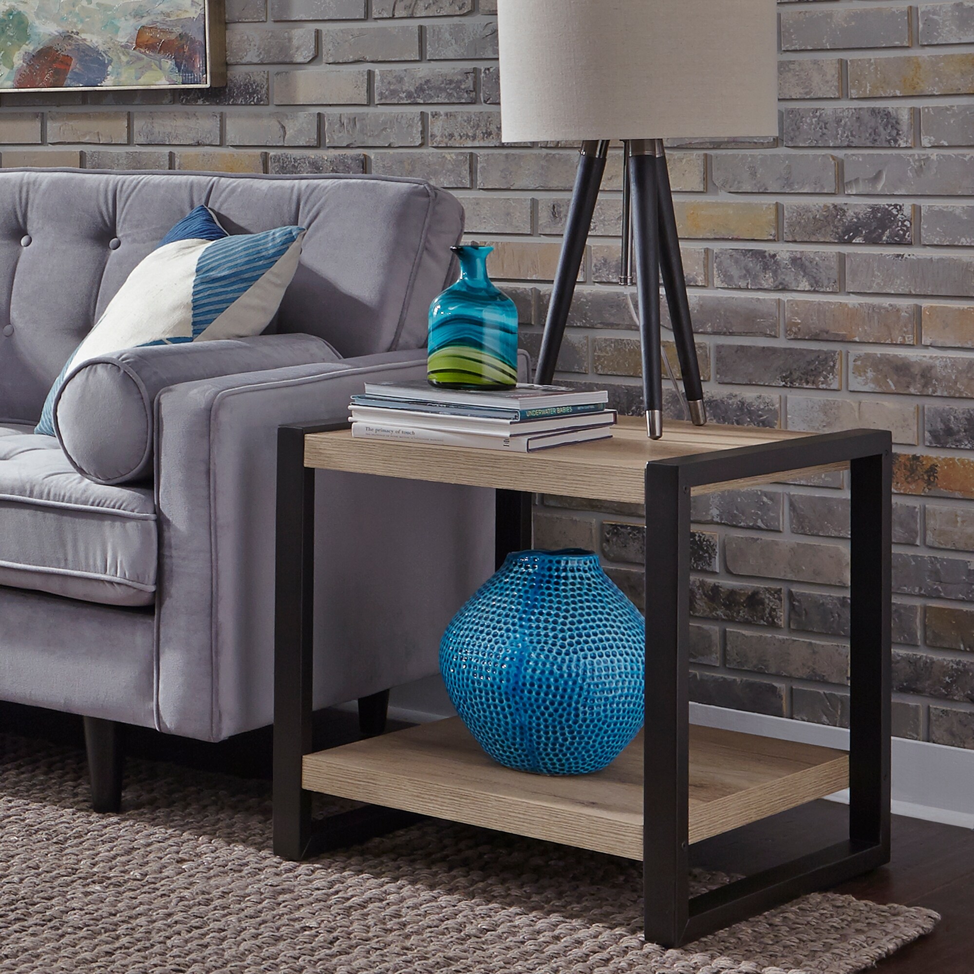 Sun Valley Sandstone Faux Metal End Table - Mycitystee