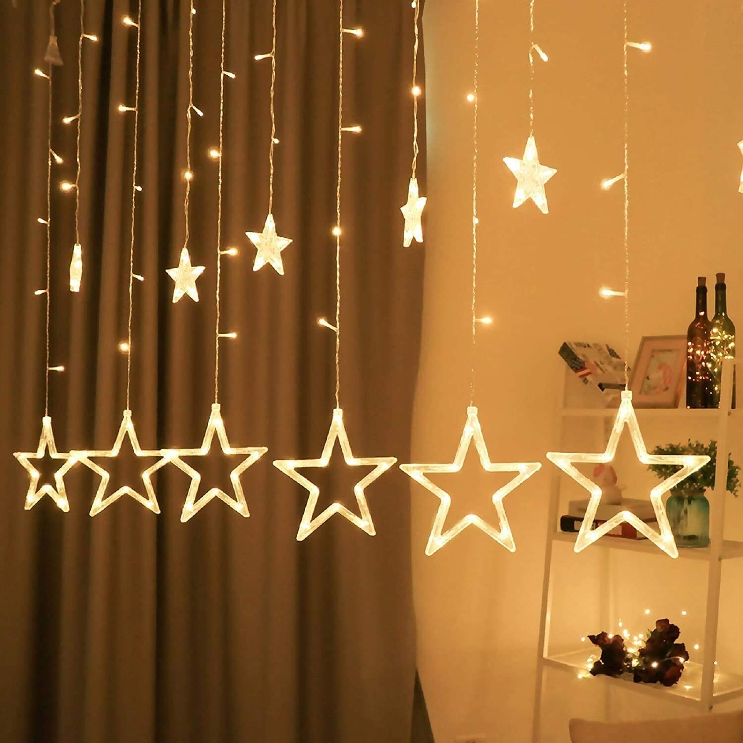 12 Stars 138 LED Star Curtain Lights - Yellow Shopping - The Best Deals on String Lights | 39295427 - Mycitystee