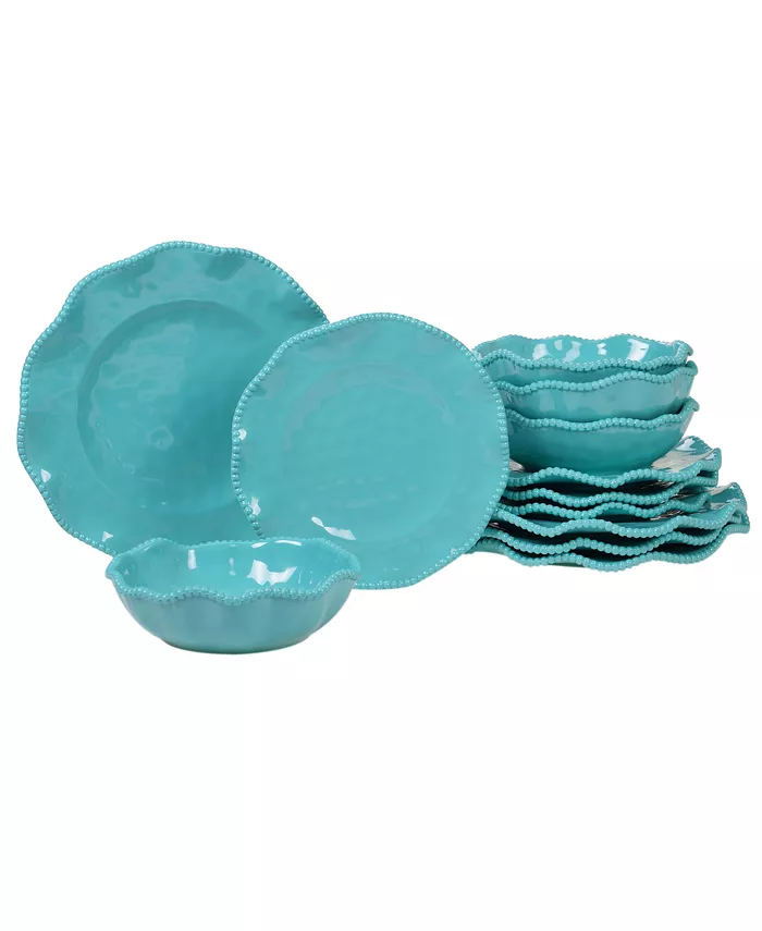 Certified International Perlette Teal Melamine 12-Pc. Dinnerware Set - Mycitystee