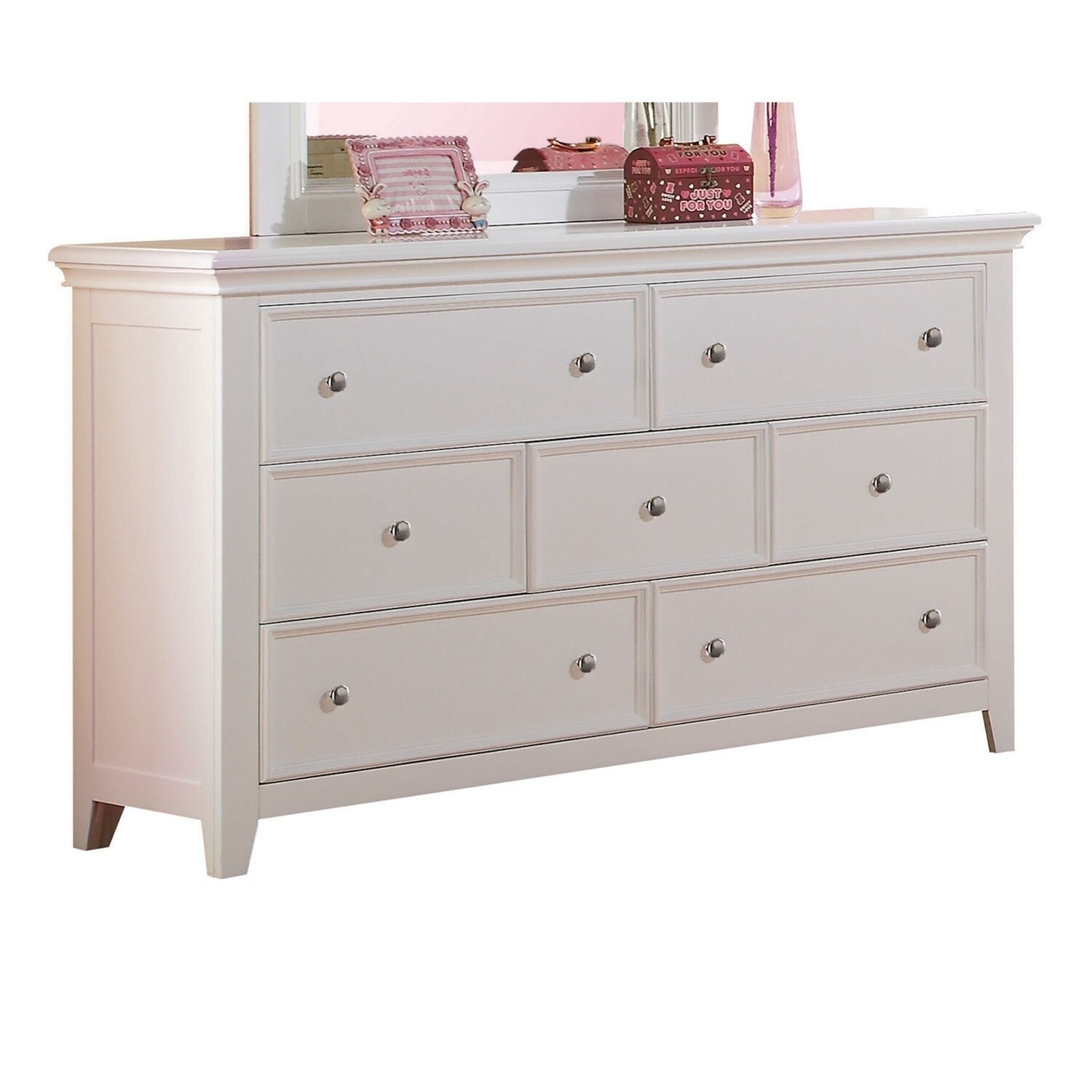 Contemporary Seven Drawers Wooden Dresser with Tapered Legs， White - - 28308985 - Mycitystee