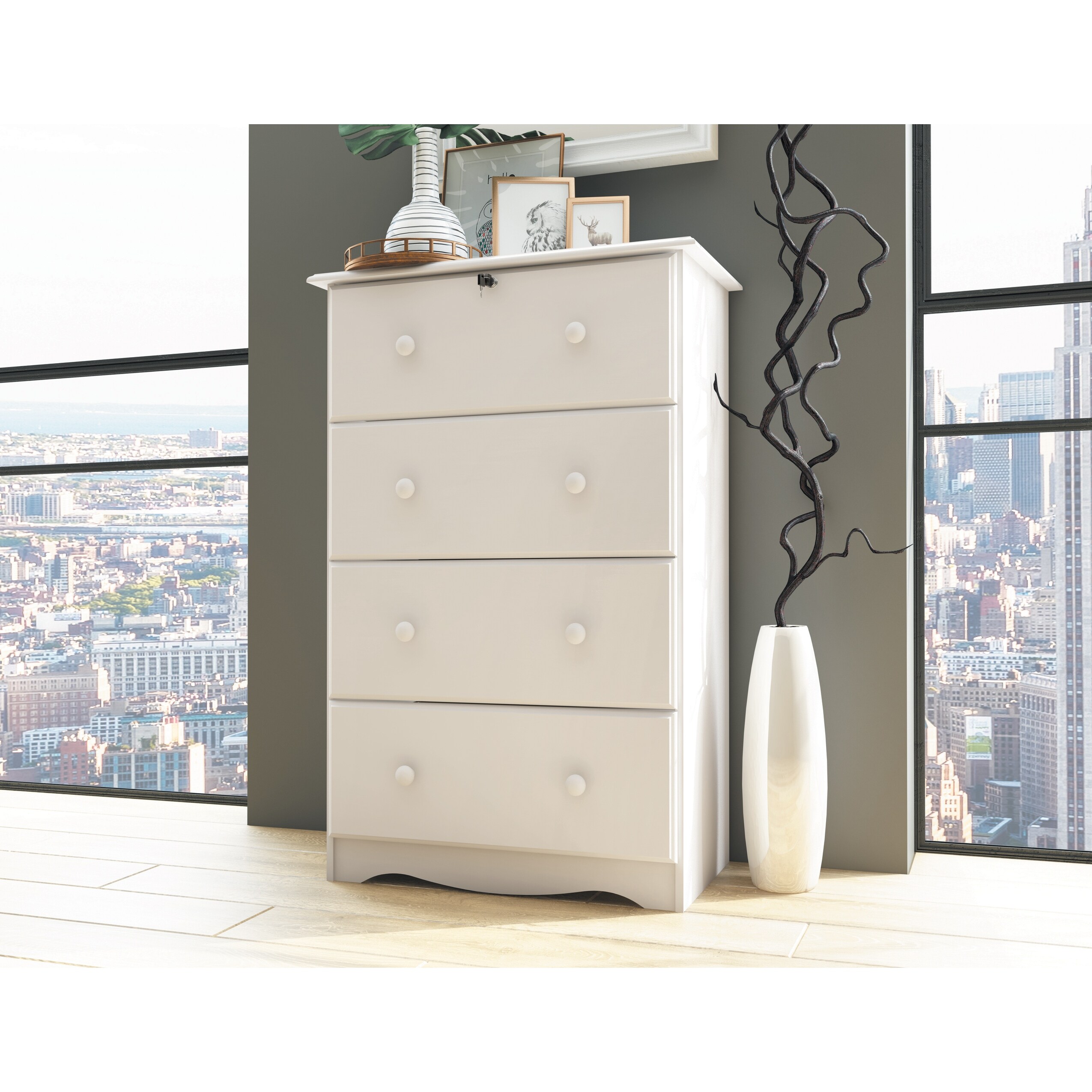 Palace Imports 100% Solid Wood 4-Jumbo Drawer Chest with Lock - - 9621454 - Mycitystee