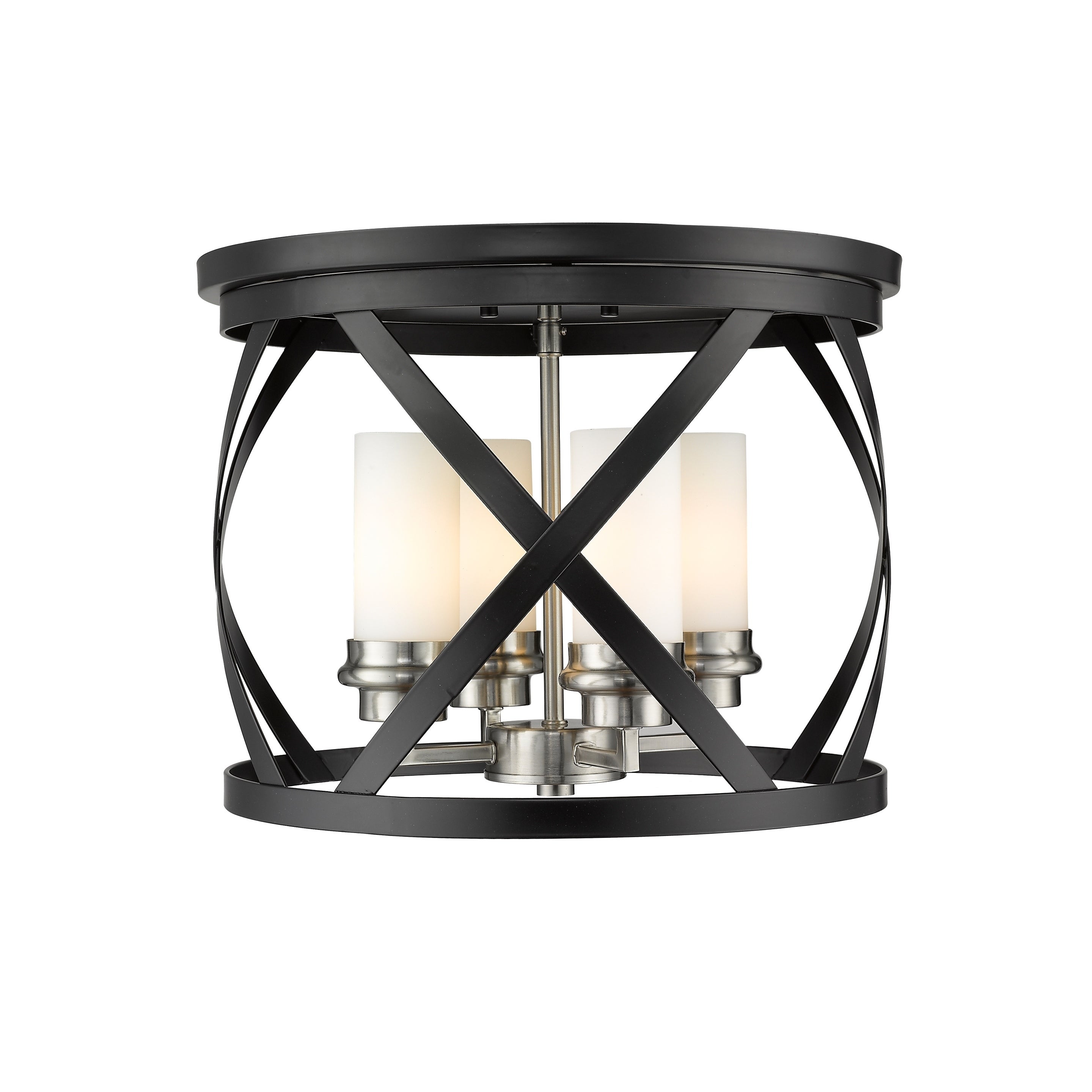 Malcalester 4 Light Flush Mount - Matte Black + Brushed Nickel - Mycitystee