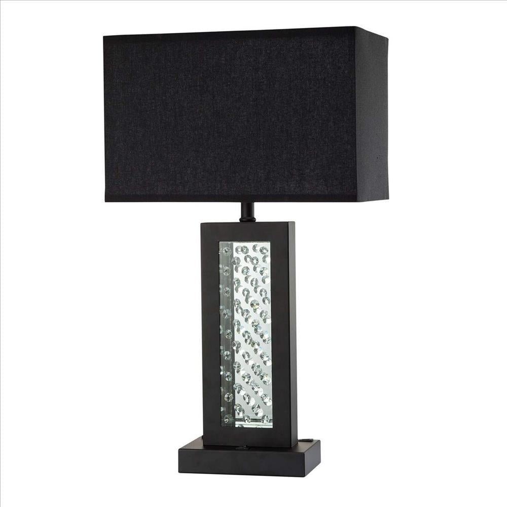 Table Lamp with Embedded Glass Panel - 27.25 H x 16 W x 9 L Inches - Mycitystee