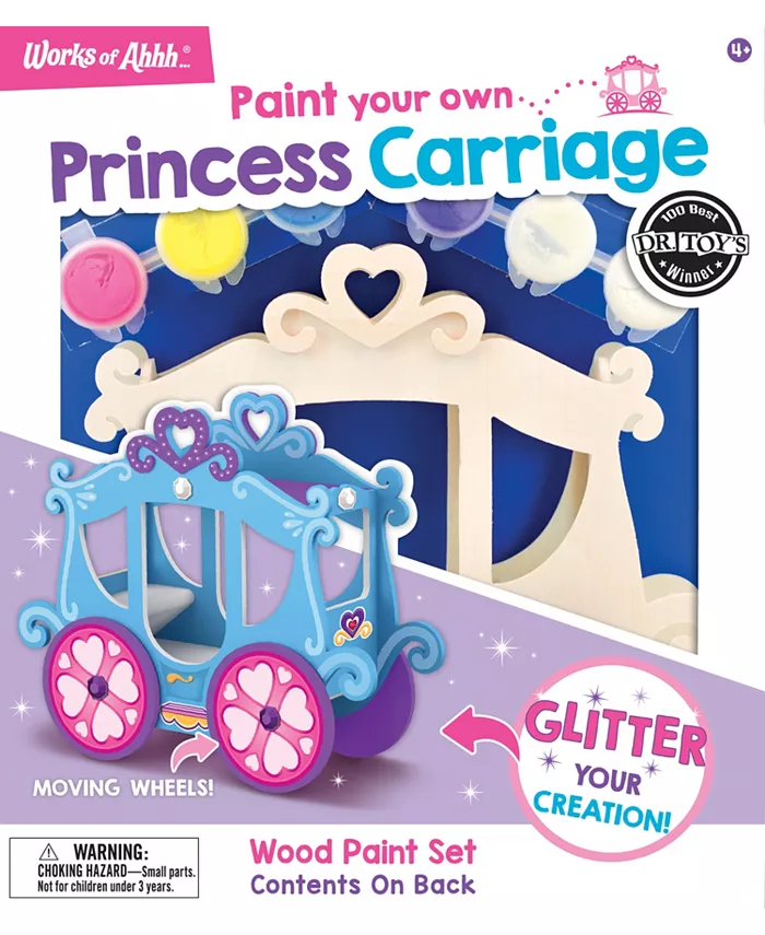 MasterPieces Puzzles Works of Ahhh Craft Set - Princess Carriage Classic Wood Paint Kit - Mycitystee