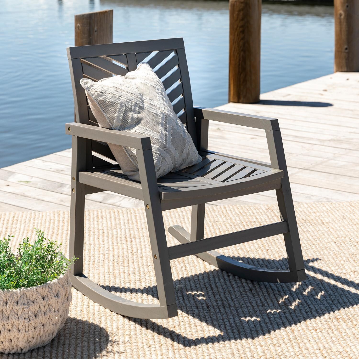 Ultimate Patio Wishlake Acacia Patio Rocking Chair - Mycitystee