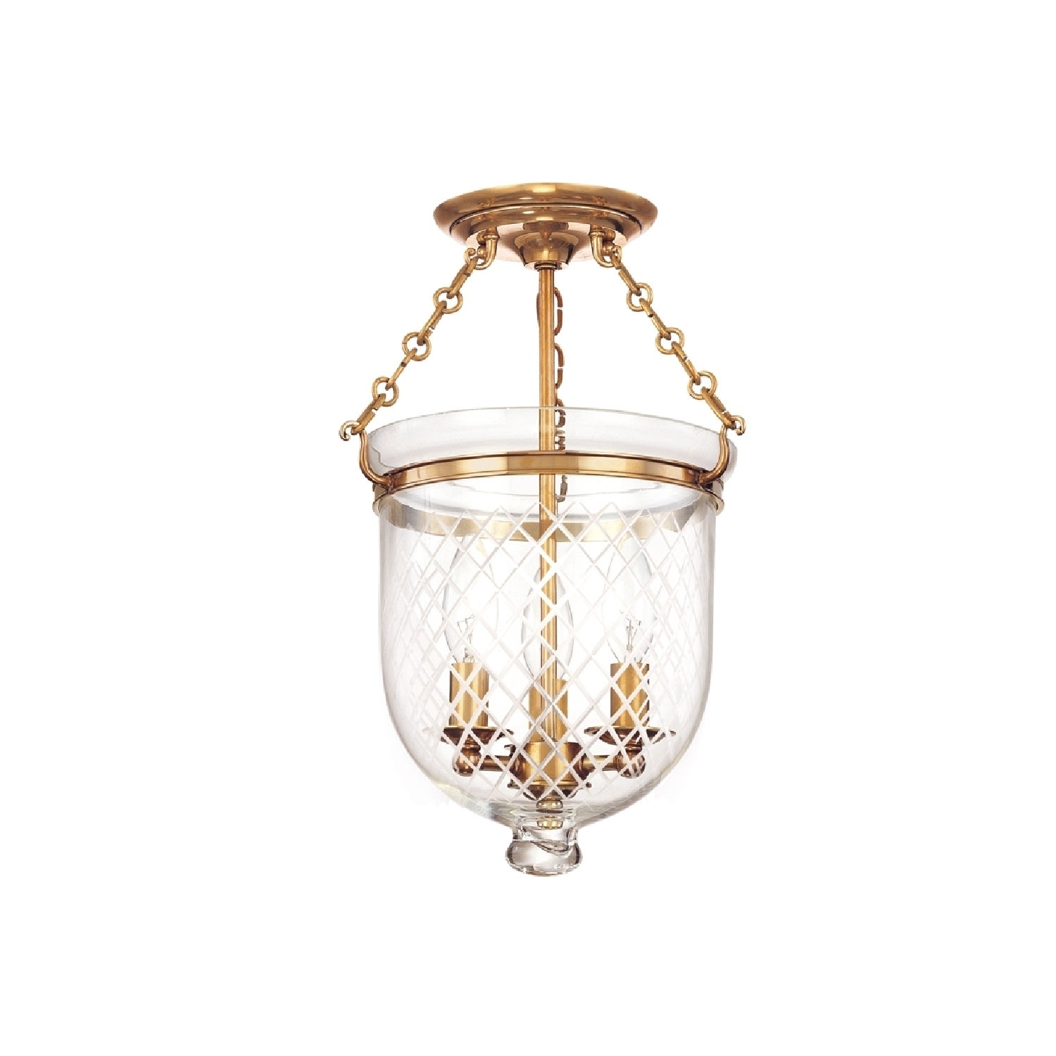 Hudson Valley Hampton 3-light 15 inch Semi Flush， Brass / Diamond Cut - Mycitystee