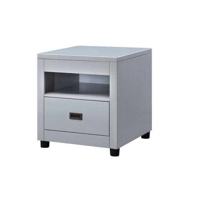 Transitional Style Eleanor End Table with Open Top Compartment and 1 Drawer， Dove Gray - Mycitystee