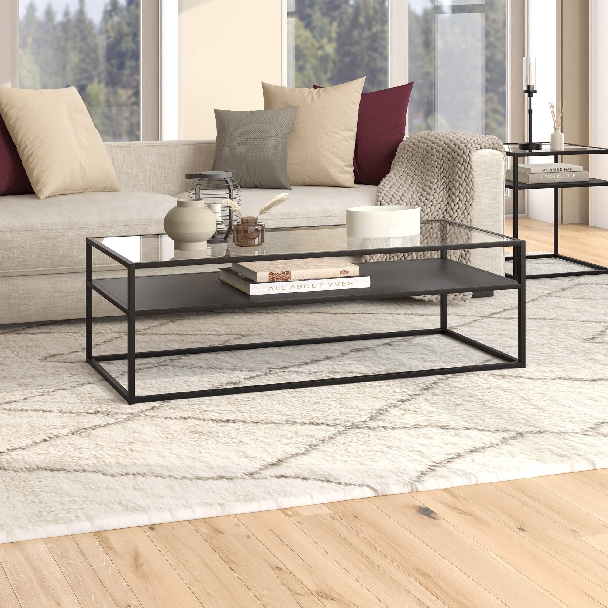 Ada 54'' Wide Rectangular Coffee Table in Blackened Bronze - as picture - Mycitystee