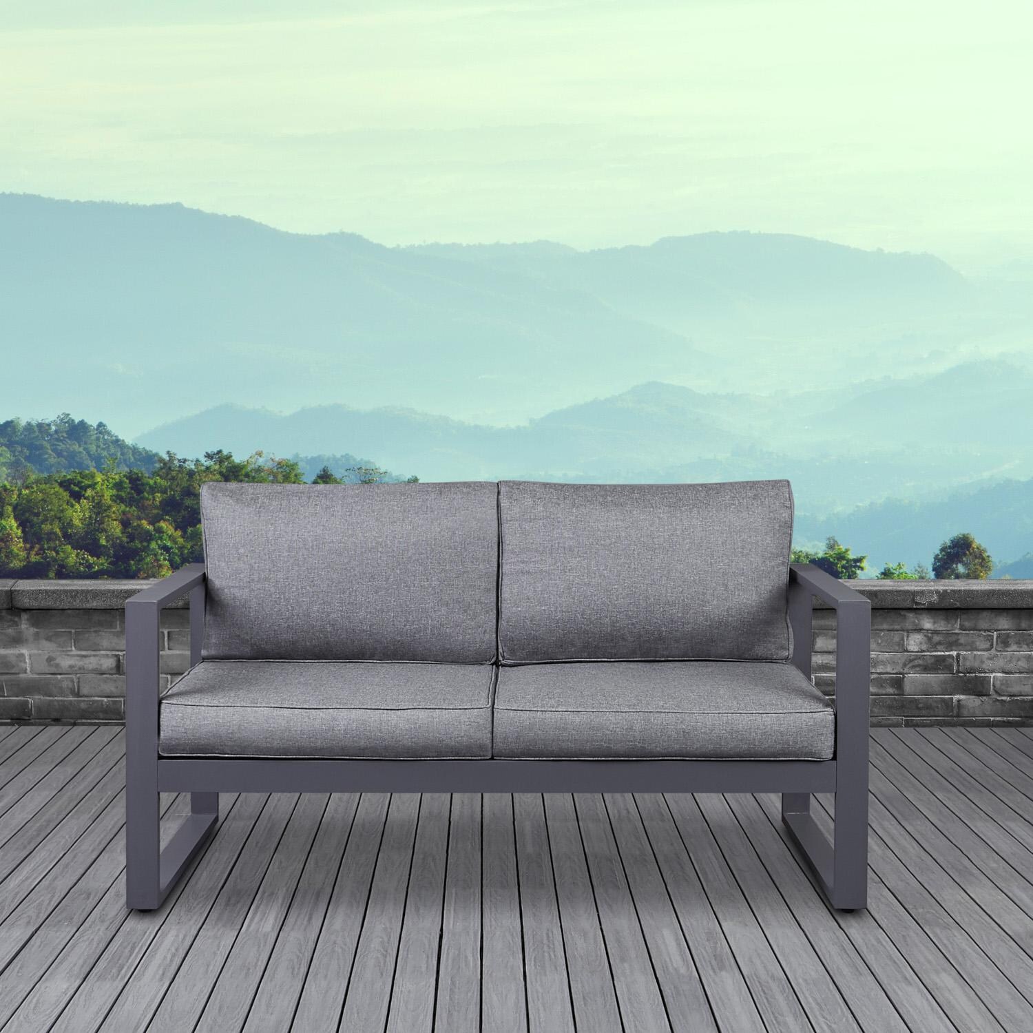 Lakeview Villa Flora Aluminum Loveseat - Mycitystee