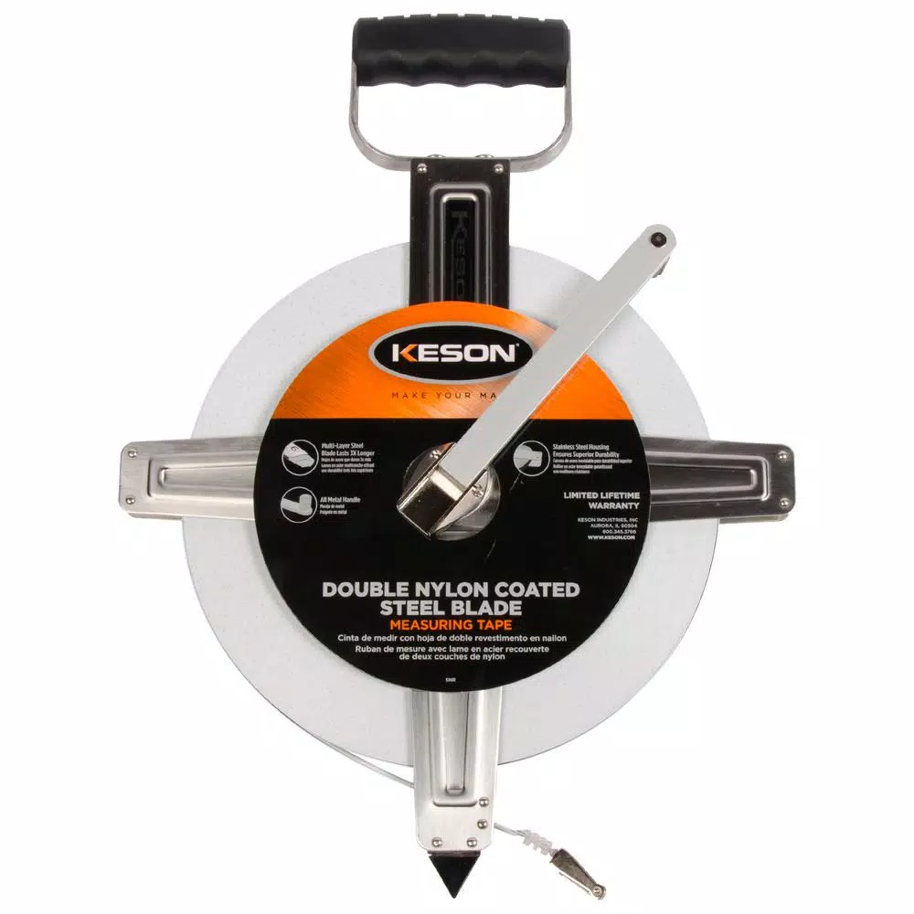 Keson 300 ft. Steel Open Reel Tape Measure， Stainless Steel Housing， Engineerand#8217;s and#8211; XDC Depot - Mycitystee