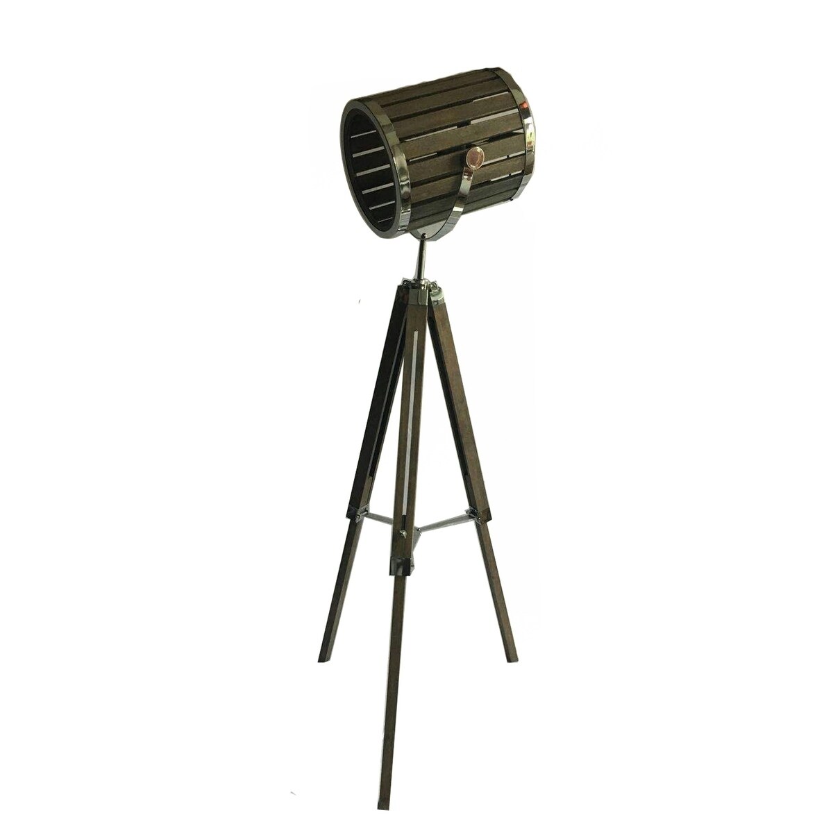 Wood Tripod Leg Floor Lamp With Chrome Hardware - Mycitystee