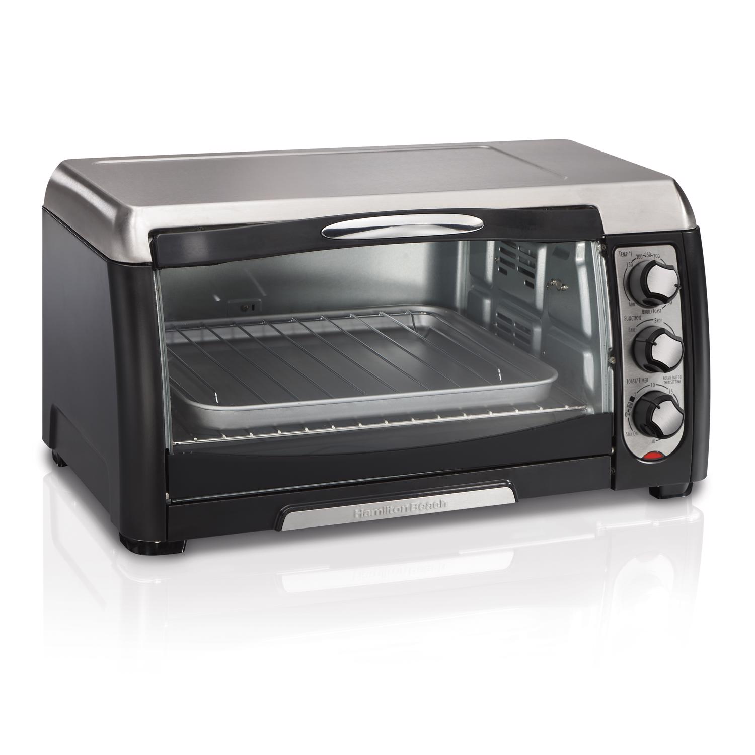 HB Stainless Steel Black/Silver 6 slot Toaster Oven 11 in. H X 18.75 in. W X 15.13 in. D - Mycitystee