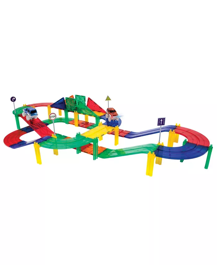 PicassoTiles Race Car Track Building Block Educational Toy Set， 52 Piece - Mycitystee