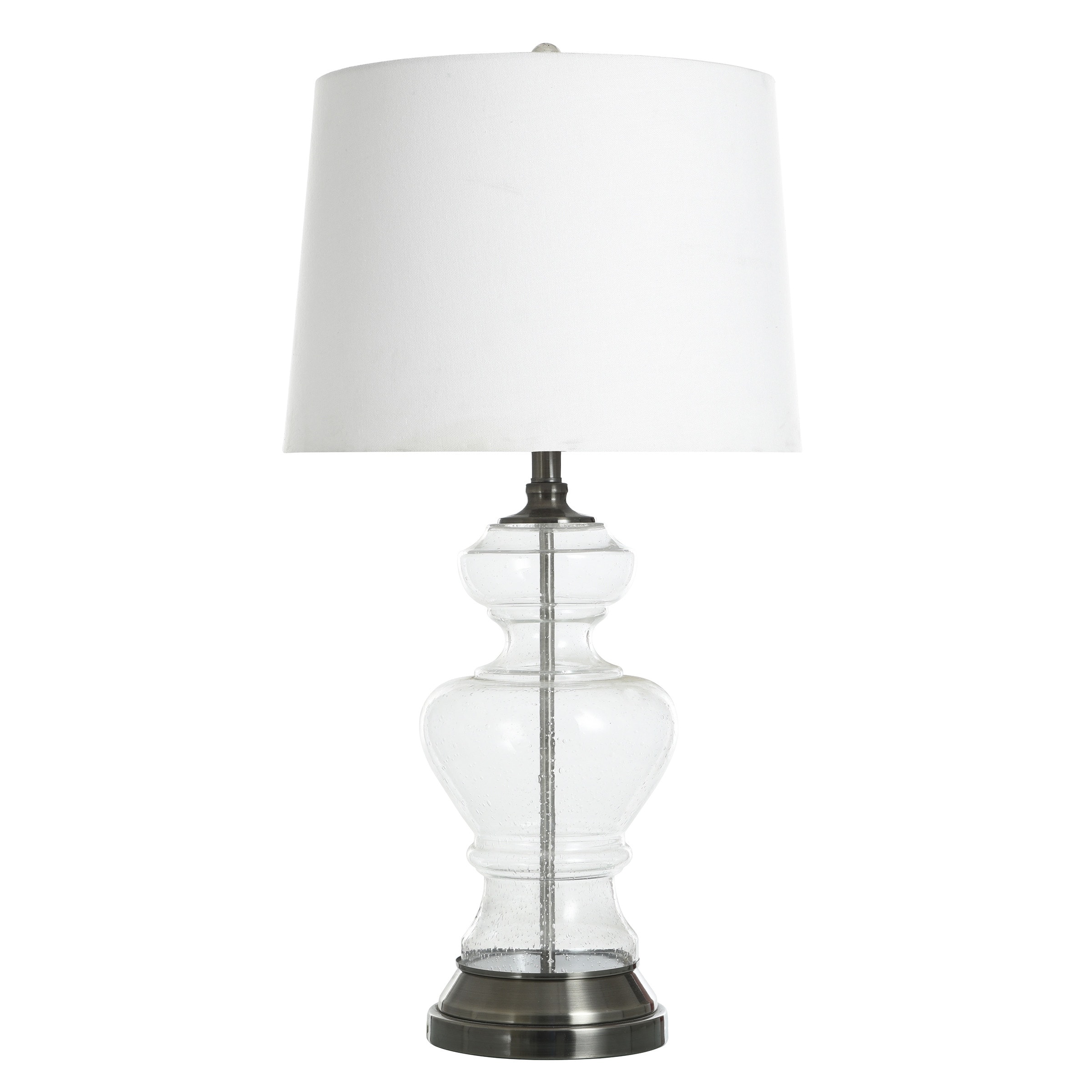 Clear Seeded Table Lamp - Elegant Seeded Glass With Urn Shaped Base - Mycitystee