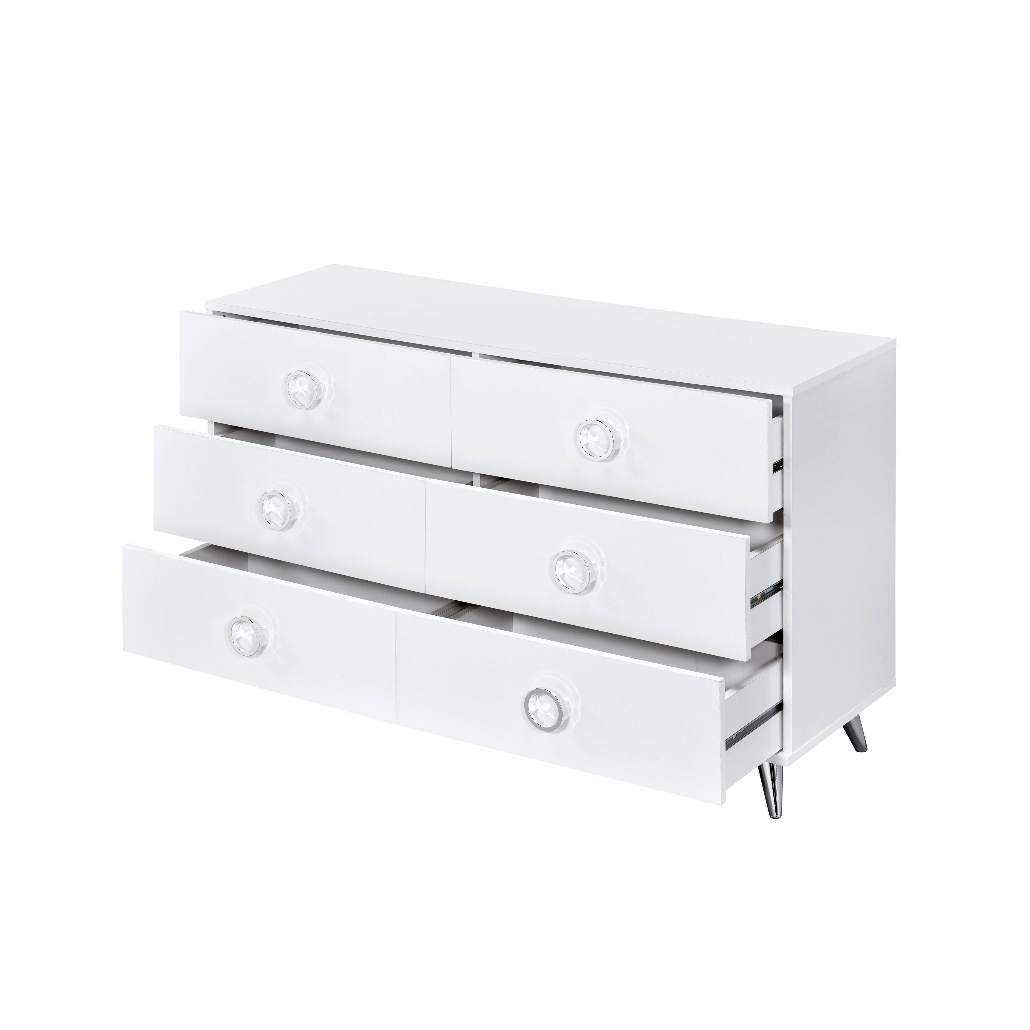 Wood Dresser in White Finish， with Six Drawers - - 35439610 - Mycitystee