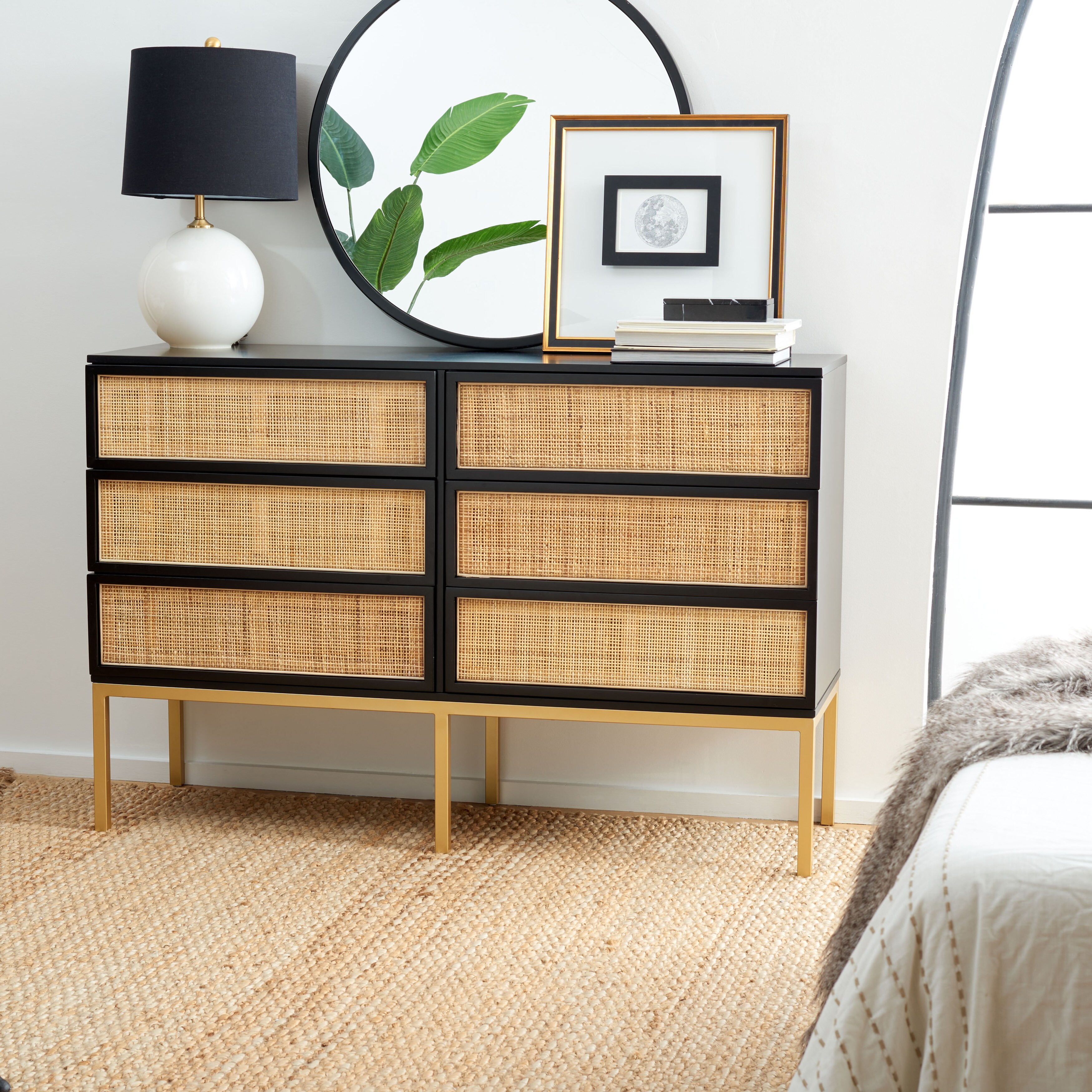 SAFAVIEH Zadie 6 Drawer Rattan Dresser - - 36043573 - Mycitystee