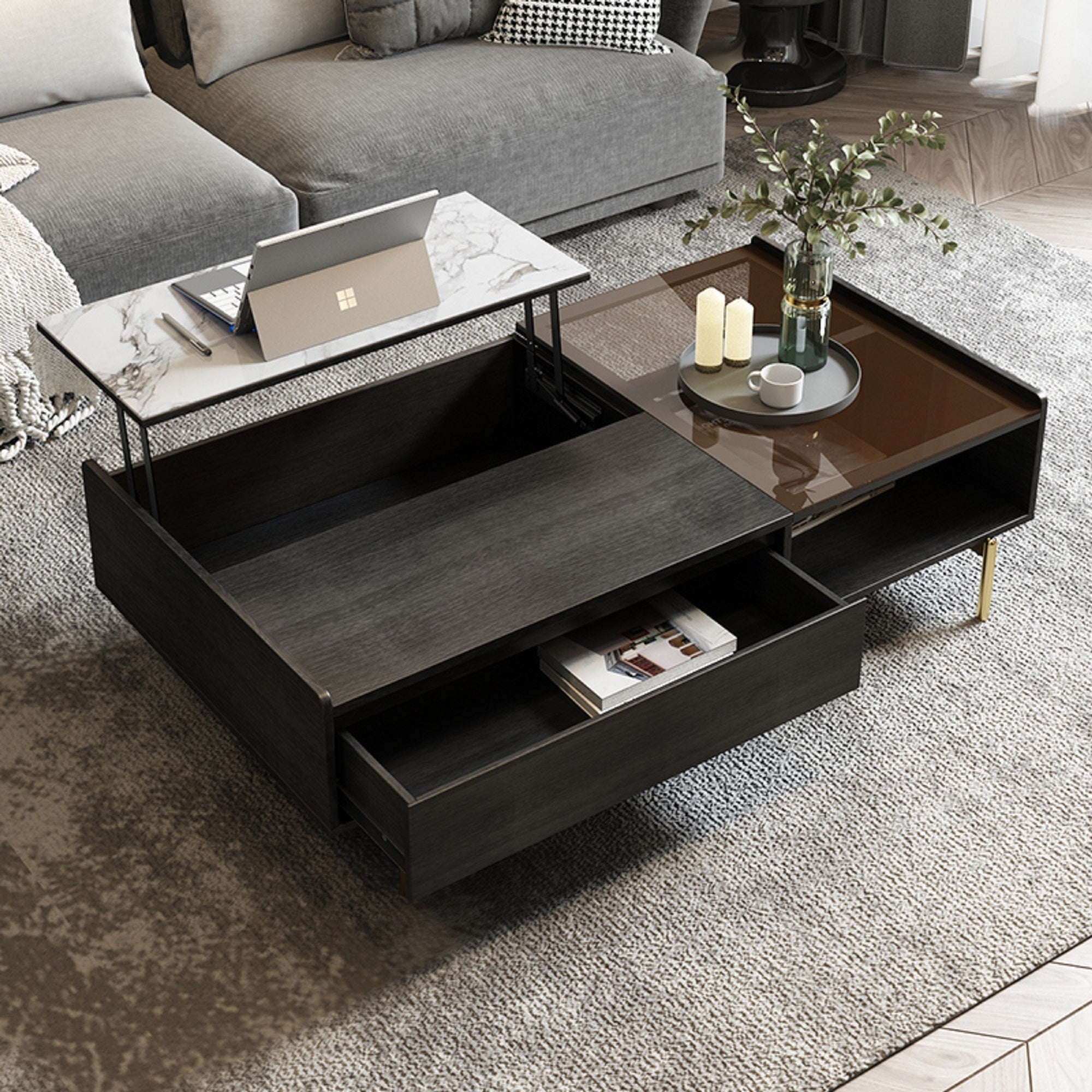JASIWAY Lift Top Coffee Table with Hidden Compartment - Mycitystee