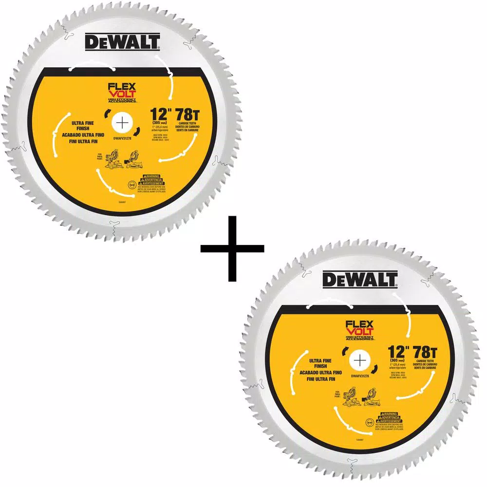 DEWALT FLEXVOLT 12 in. 78-Teeth Carbide-Tipped Miter Saw Blade (2-Pack) and#8211; XDC Depot - Mycitystee