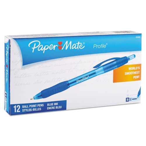 Paper Mate Profile Retractable Ballpoint Pen， Bold 1.4mm， Blue Ink/Barrel， Dozen (89466) - Mycitystee