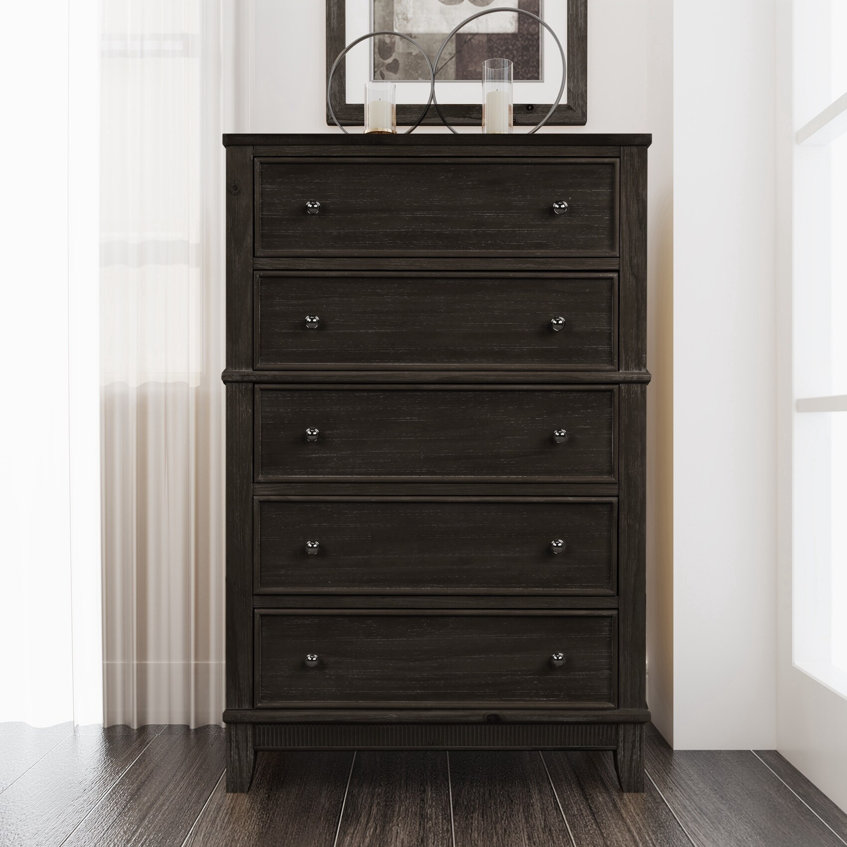 Chic Hazel 5 Drawers Chest Solid Wood - - 37961480 - Mycitystee