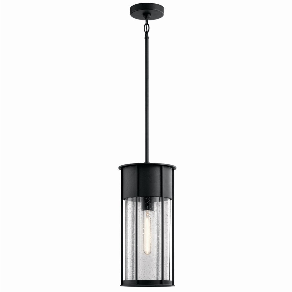 Kichler Camillo 18 Inch 1 Light Hanging Pendant with Clear Seeded Glass in Black - Mycitystee