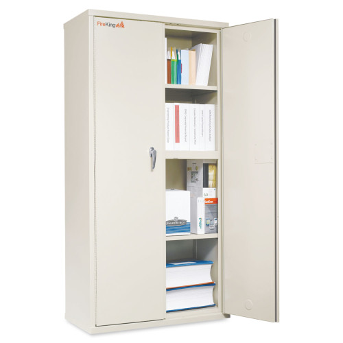 FireKing Storage Cabinet， 36w x 19.25d x 72h， UL Listed 350 Degree， Parchment (CF7236D) - Mycitystee