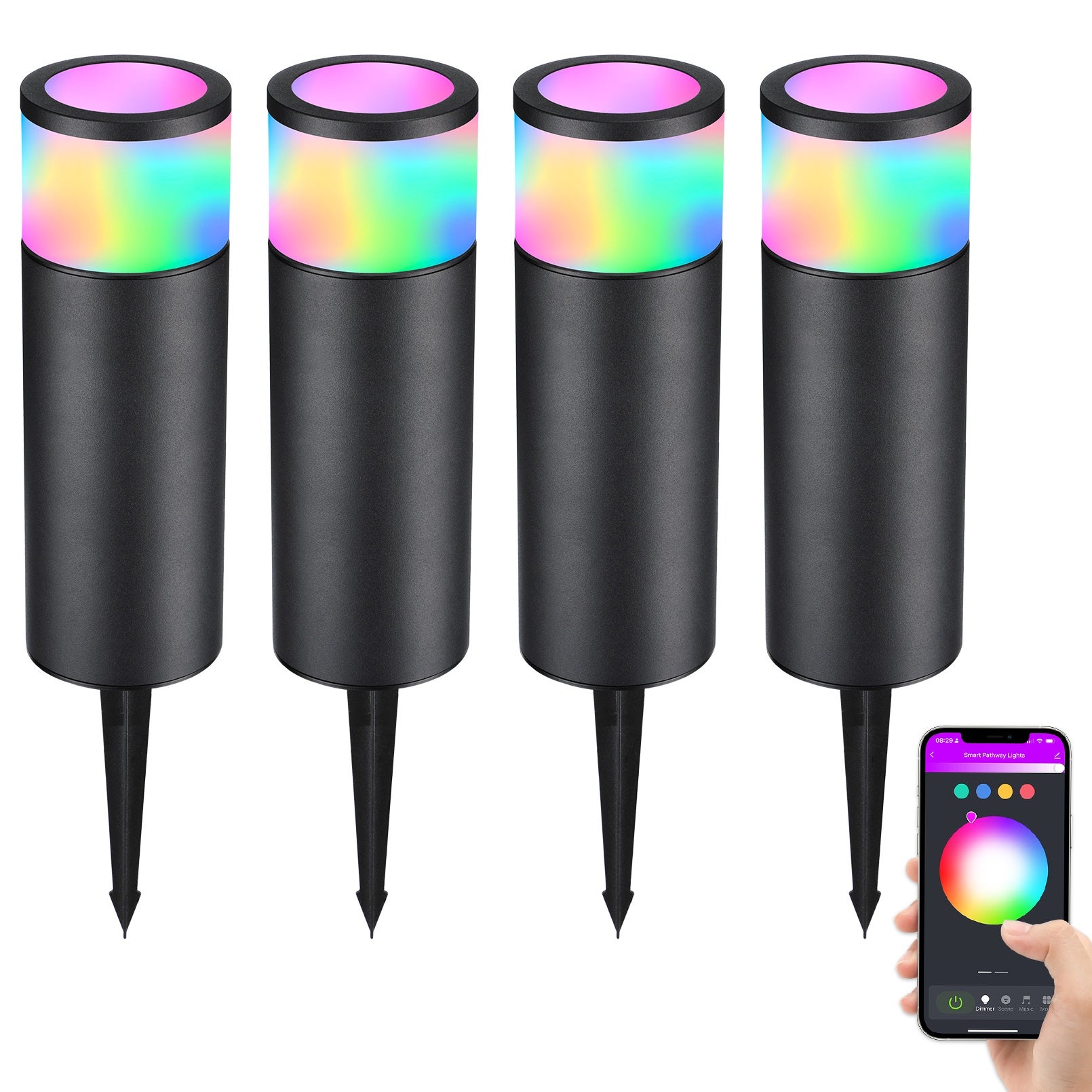 4.5W Smart Low Voltage Pathway Lights， RGB Color Changing - 4PACK - Mycitystee