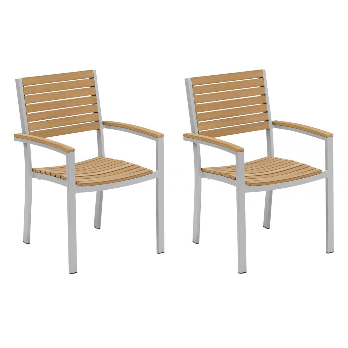 Travira 2 Piece Tekwood Natural Stacking Patio Dining Arm Chair Set By Oxford Garden - Mycitystee