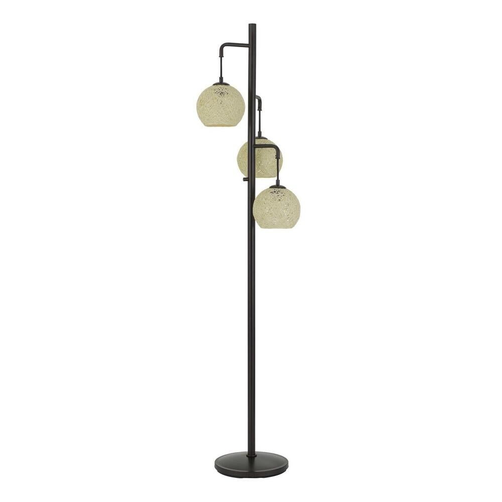 180 Watt Metal Floor Lamp with 3 Roped Shades， Black - 71.5 H x 15.75 W x 15.75 L Inches - Mycitystee