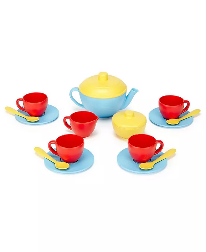 Green Toys Eco-Friendly Tea Set - Blue Red Yellow - Mycitystee