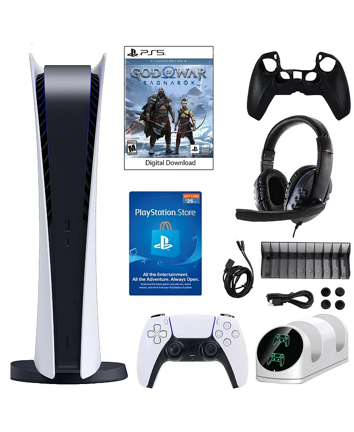 Playstation PS5 Digital GOW Console w  $25 PSN Card Accessories Kit - Mycitystee