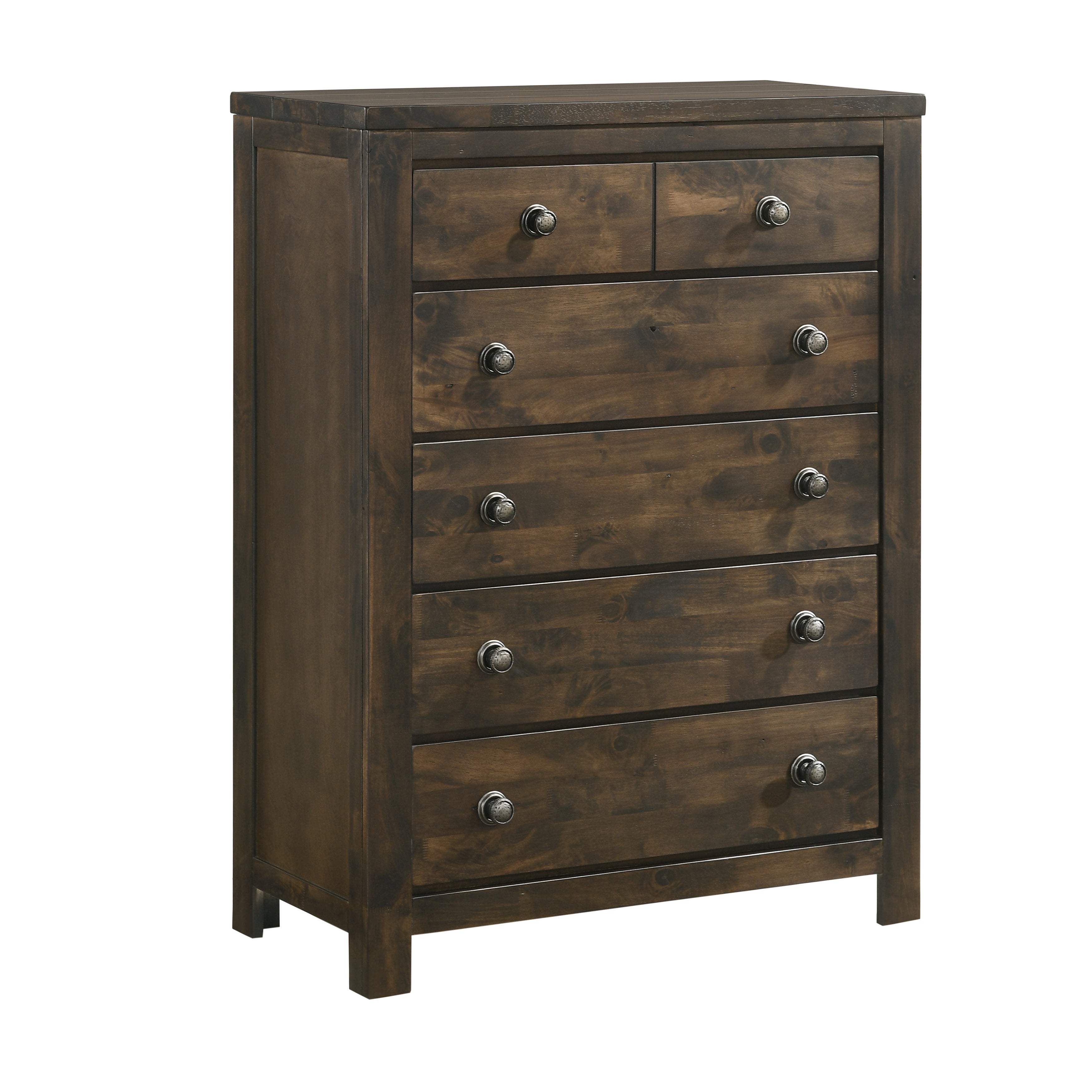Transitional Style Wood Chest， 5 Storage Drawers， Rustic Gray - - 36687373 - Mycitystee