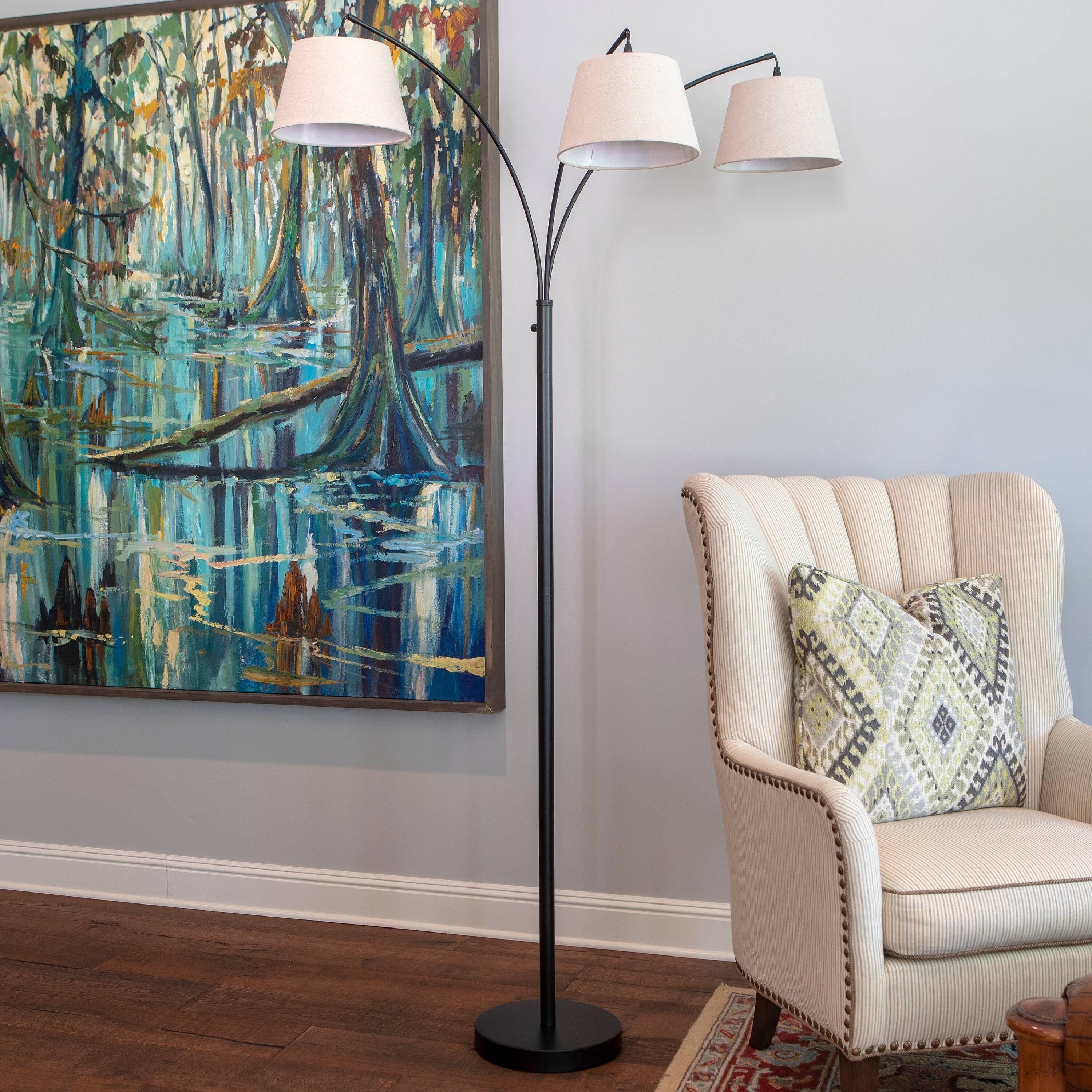 3 Arm Shaded Floor Lamp - Darkened Bronze - Mycitystee